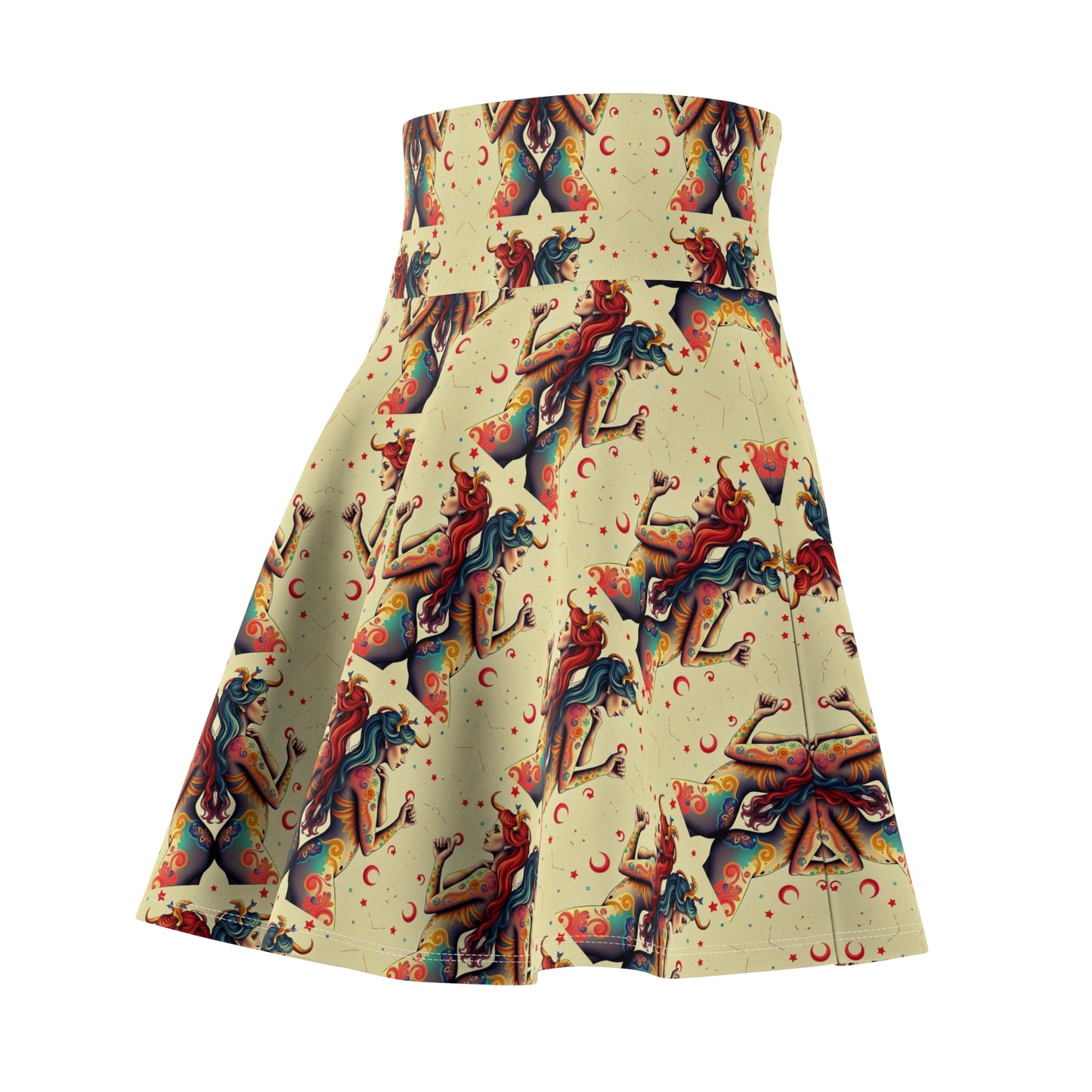 Women's Skater Skirt, (AOP), Gemini, Zodiac, Sexy Pattern