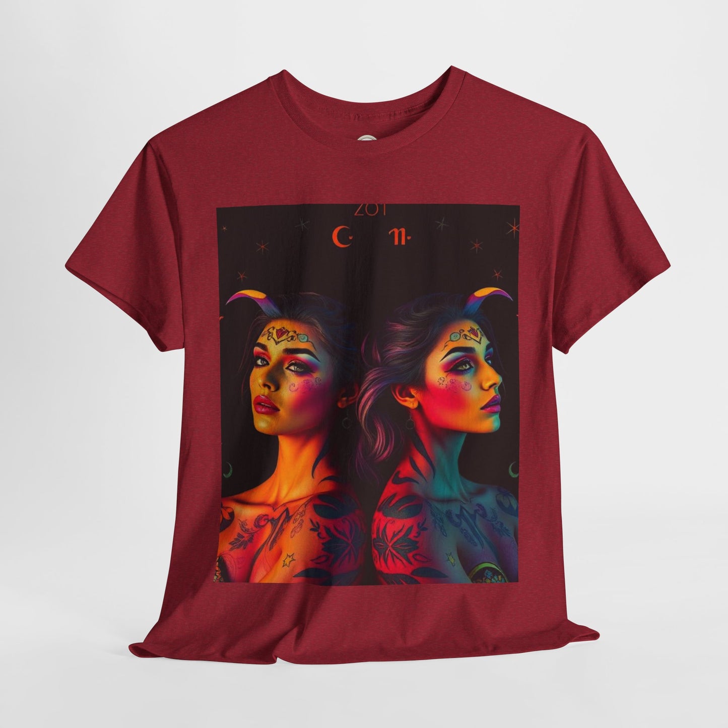 Unisex Heavy Cotton T-Shirt, Gemini, Zodiac, Sexy Art