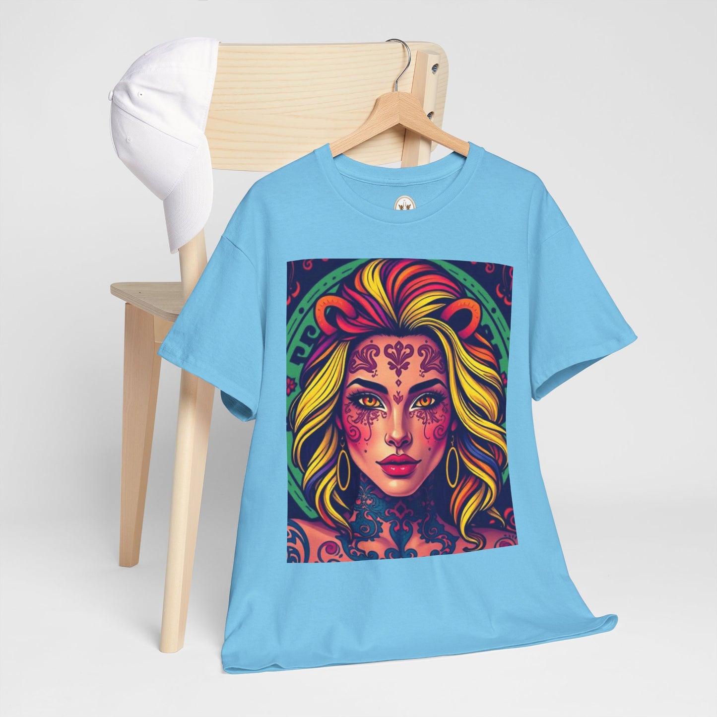 Unisex Heavy Cotton T-Shirt, Leo, Zodiac v1, Sexy Art