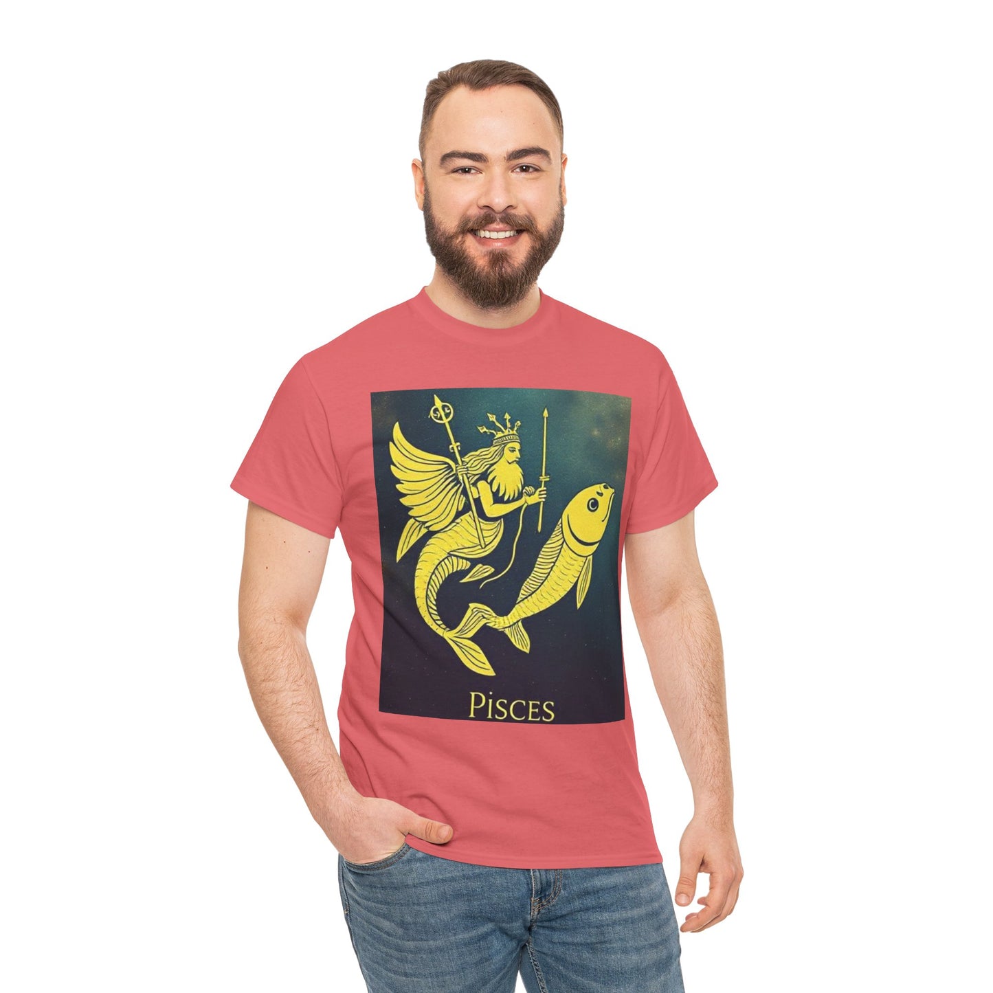 Unisex Heavy Cotton T-Shirt, Pisces Quuen v1, Zodiac Design