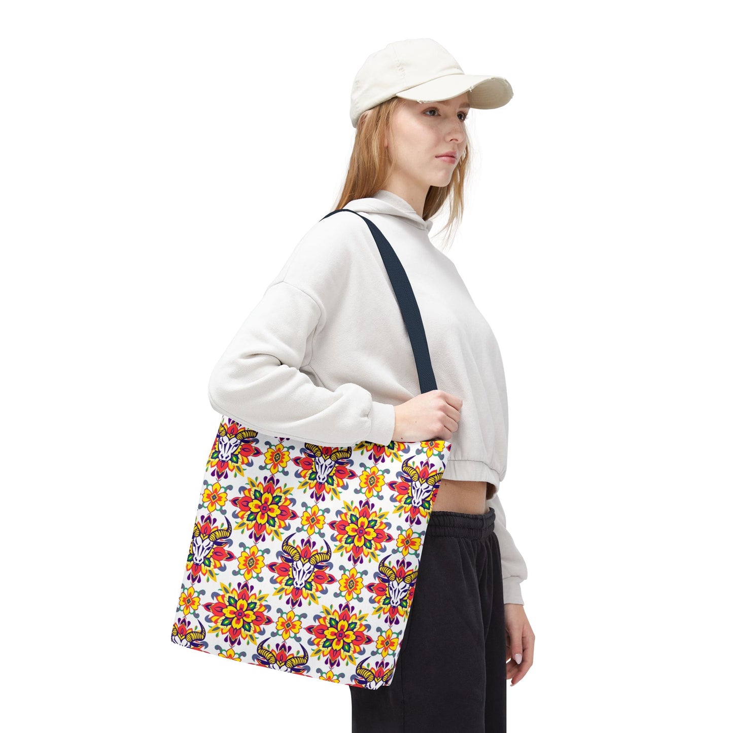 Tote Bag (AOP), Taurus, Zodiac, Flower Pattern