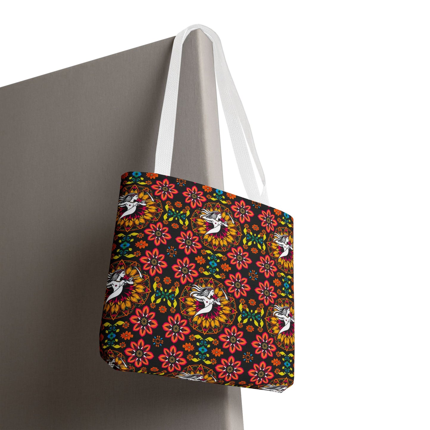 Tote Bag (AOP), Sagittarius, Zodiac v1, Flower Pattern