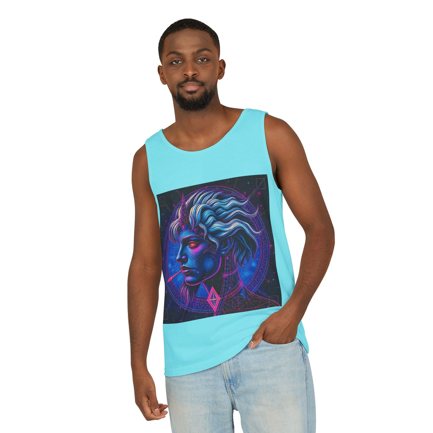 Unisex Garment-Dyed, Tank Top, Gemini, Pop Art v1, 100% US cotton