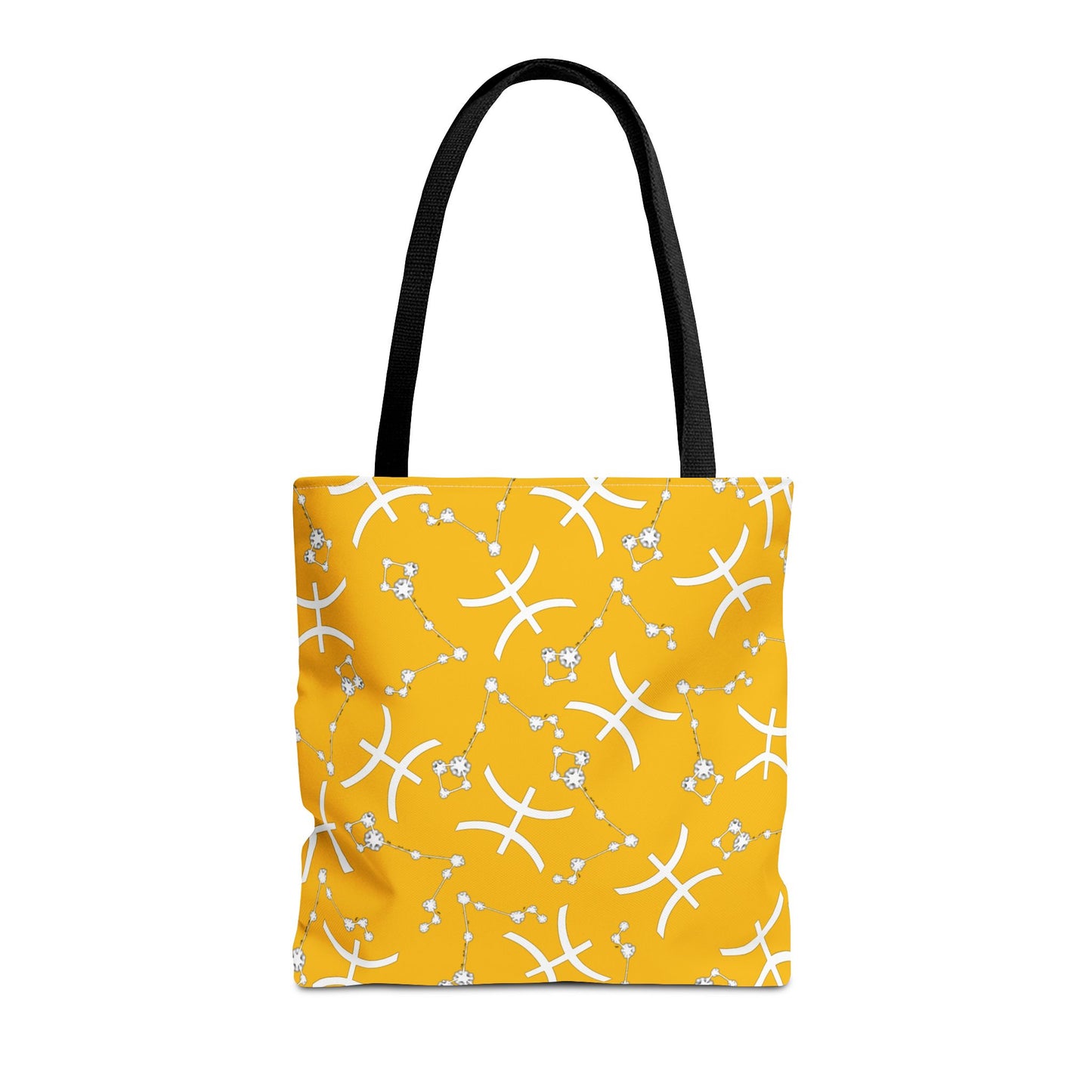 Tote Bag, Pisces Zodiac Sign, AOP, (Yellow, White)