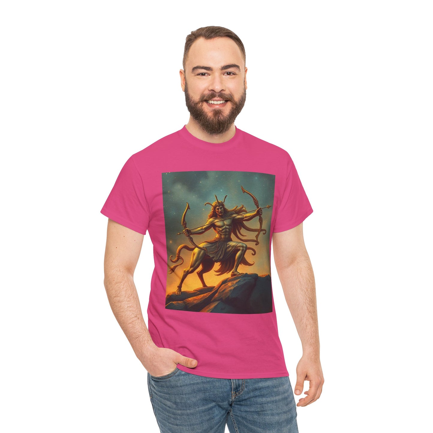Unisex Heavy Cotton T-Shirt, Arrow Centaur v1, Sagittarius Zodiac Design