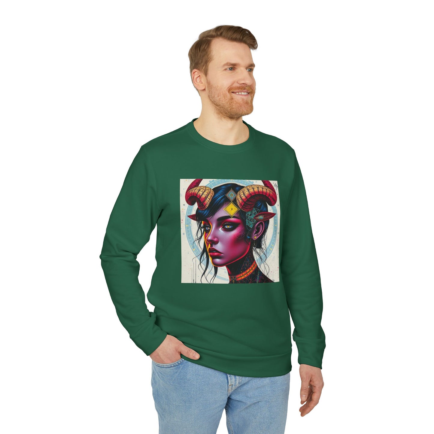 Adidas, Unisex Fleece Crewneck Sweatshirt, Taurus, Pop Art, Zodiac