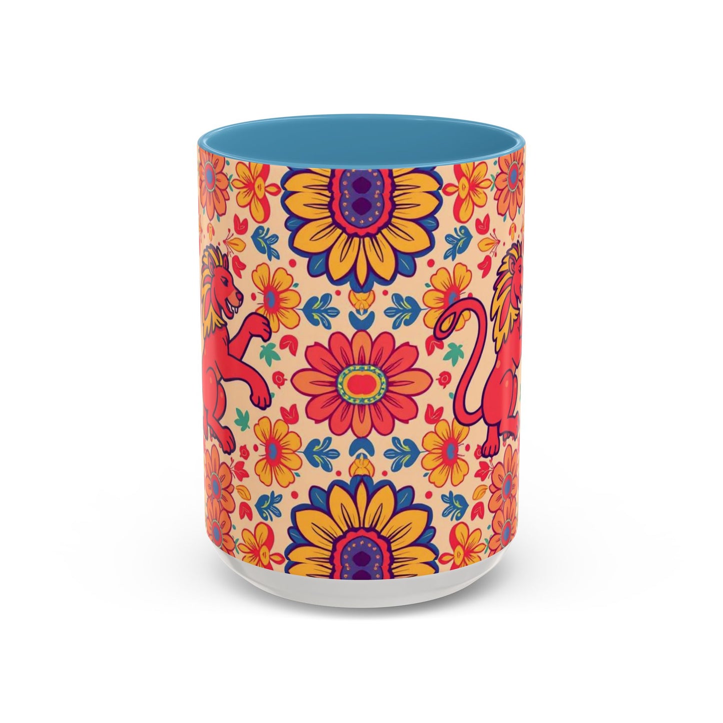 Accent Coffee Mug, Leo, Zodiac, Flower Pattern, (11, 15oz)