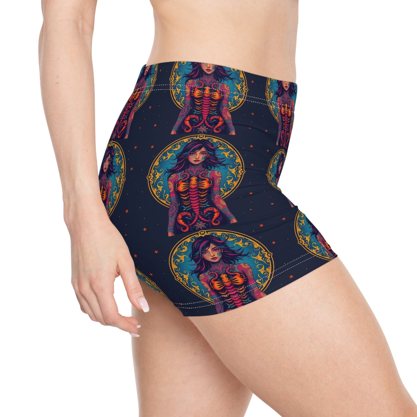 Women's Shorts, (AOP), Scorpio, Zodiac v4, Sexy Pattern