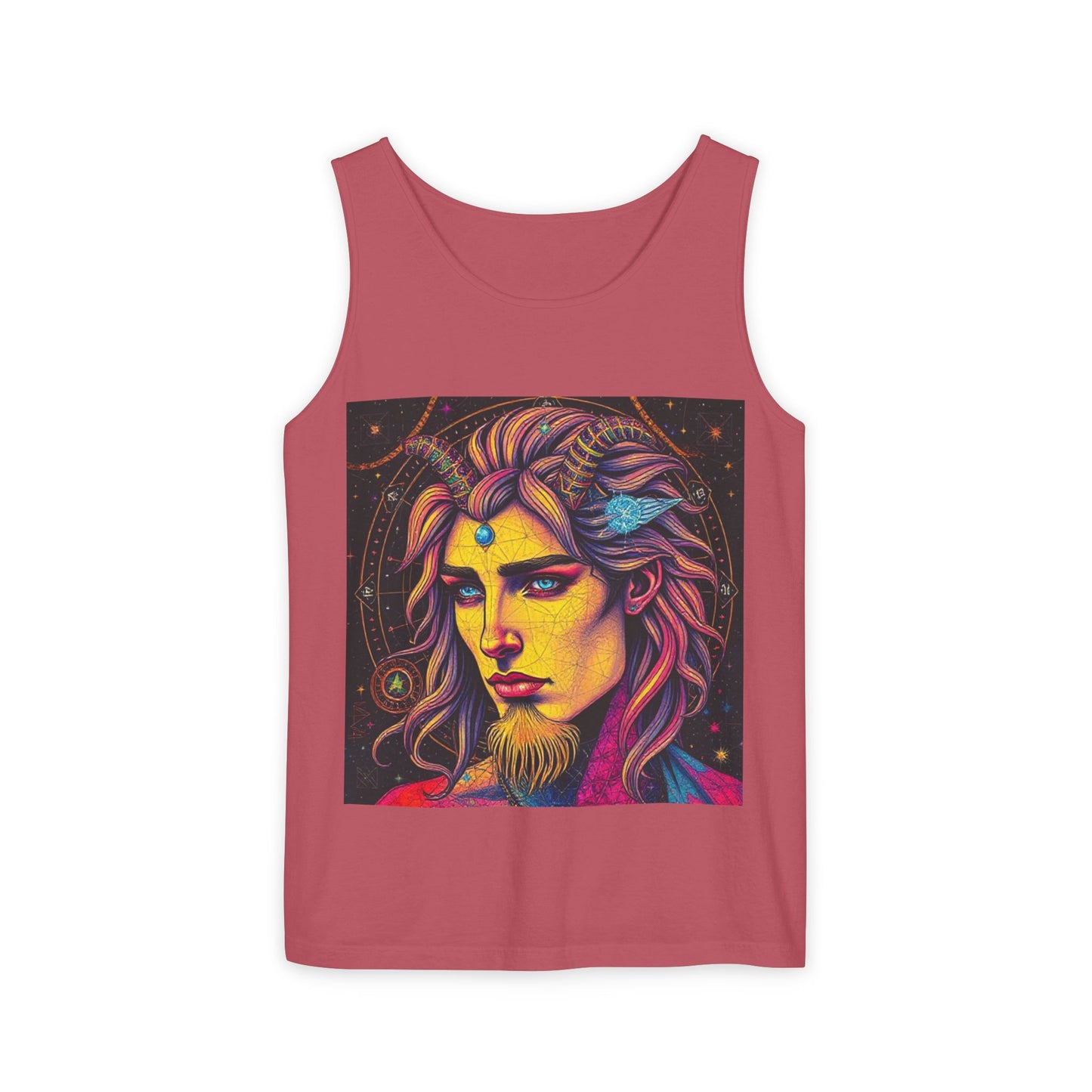 Unisex Garment-Dyed, Tank Top, Aquarius Design, Pop Art v1, 100% Ringspun US cotton