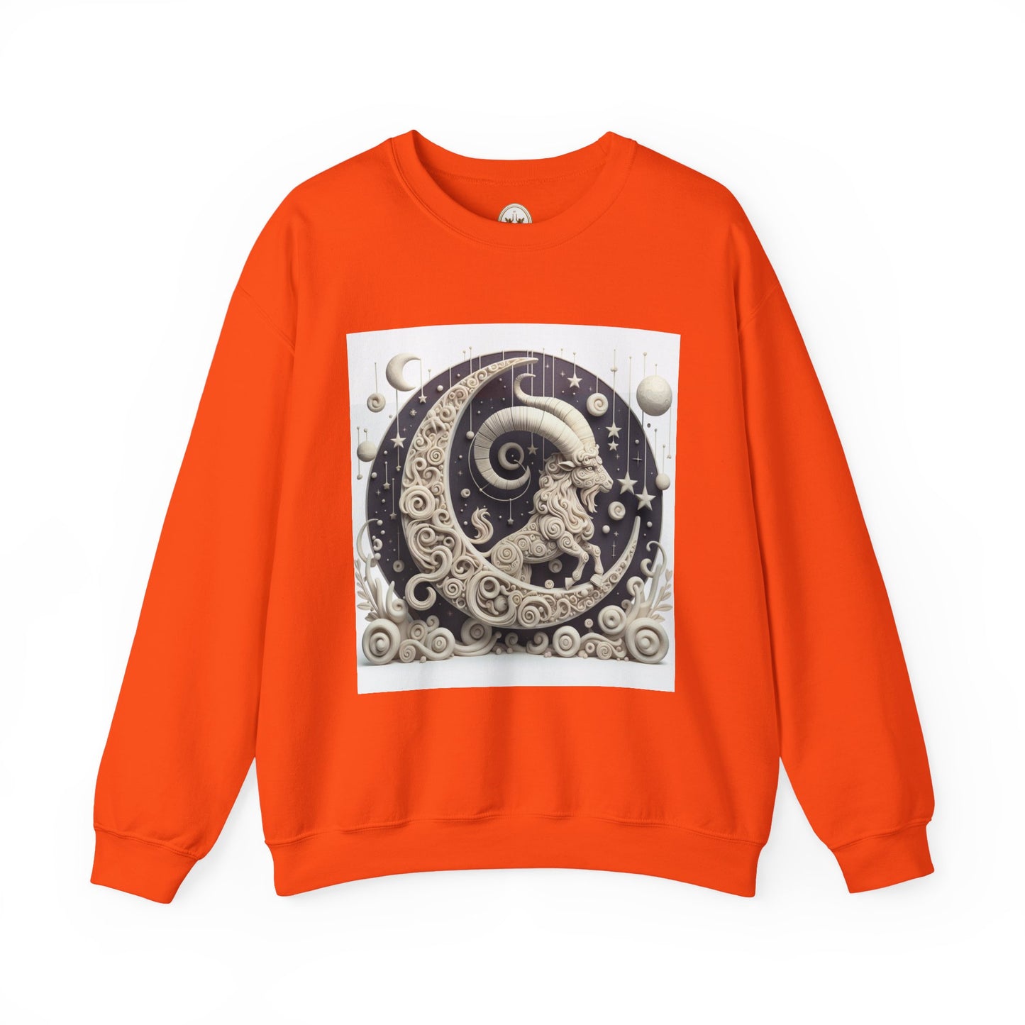 Unisex Heavy Blend™ Crewneck Sweatshirt, Stone Moon, Capricorn Zodiac Design
