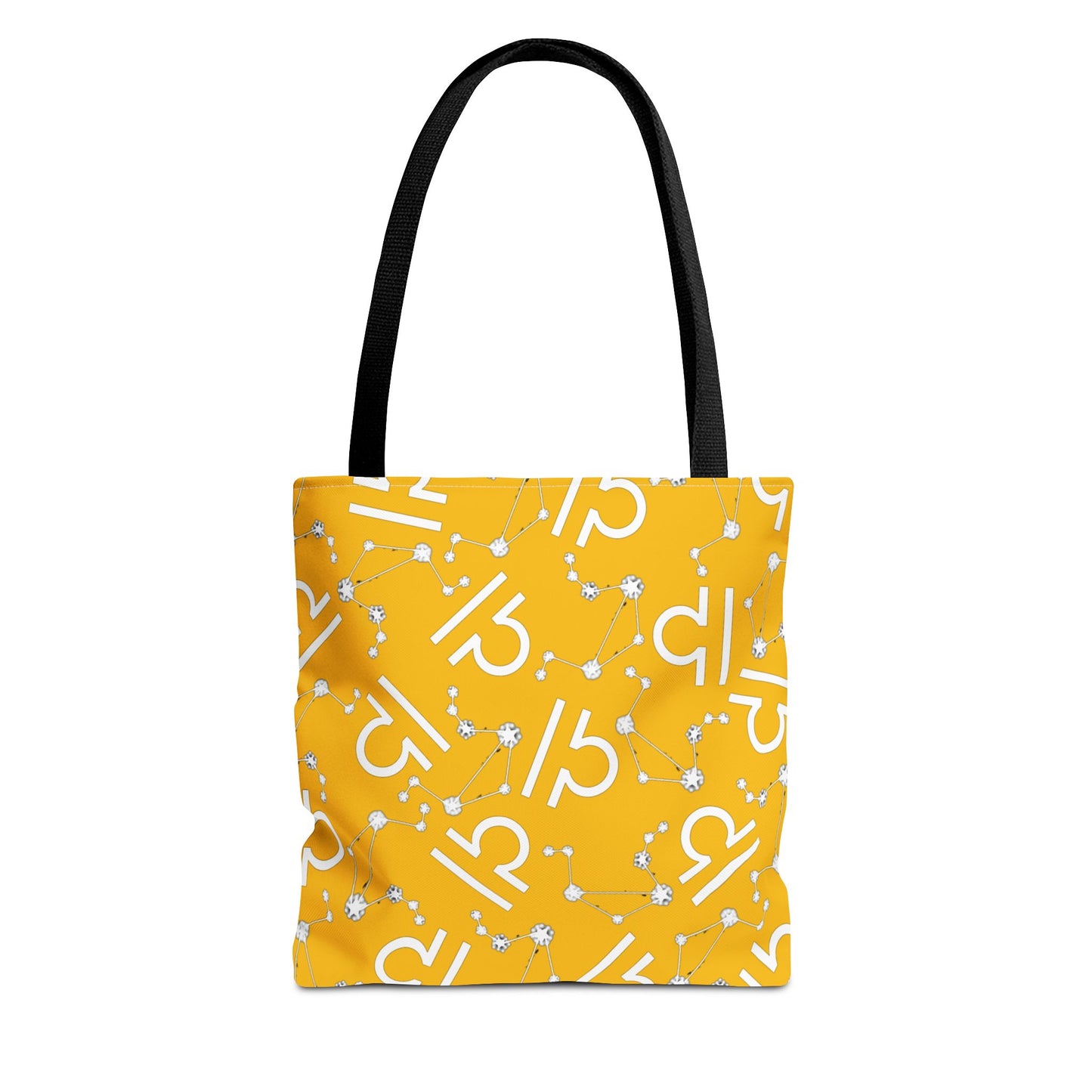 Tote Bag, Libra Zodiac Sign, AOP, (Yellow, White)