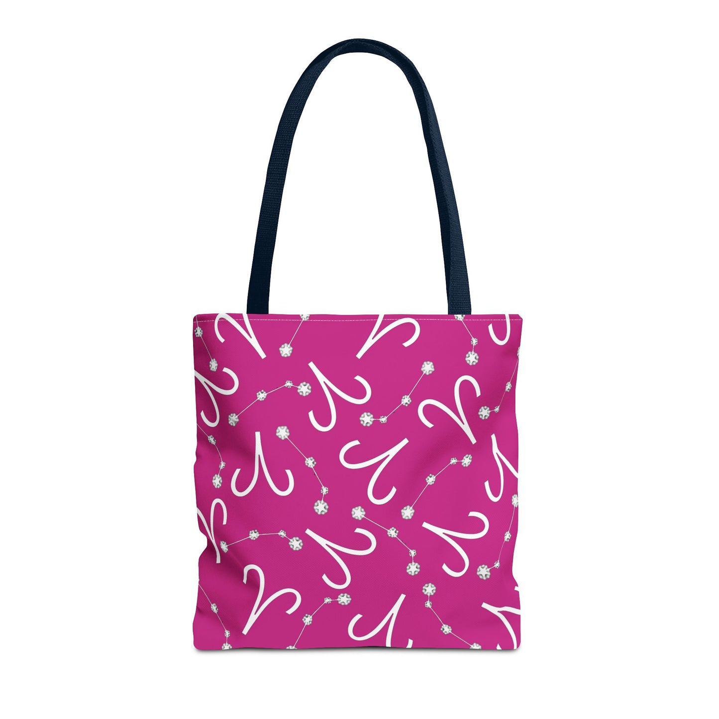 Tote Bag, Aries Zodiac Sign, AOP, (Pink, White)