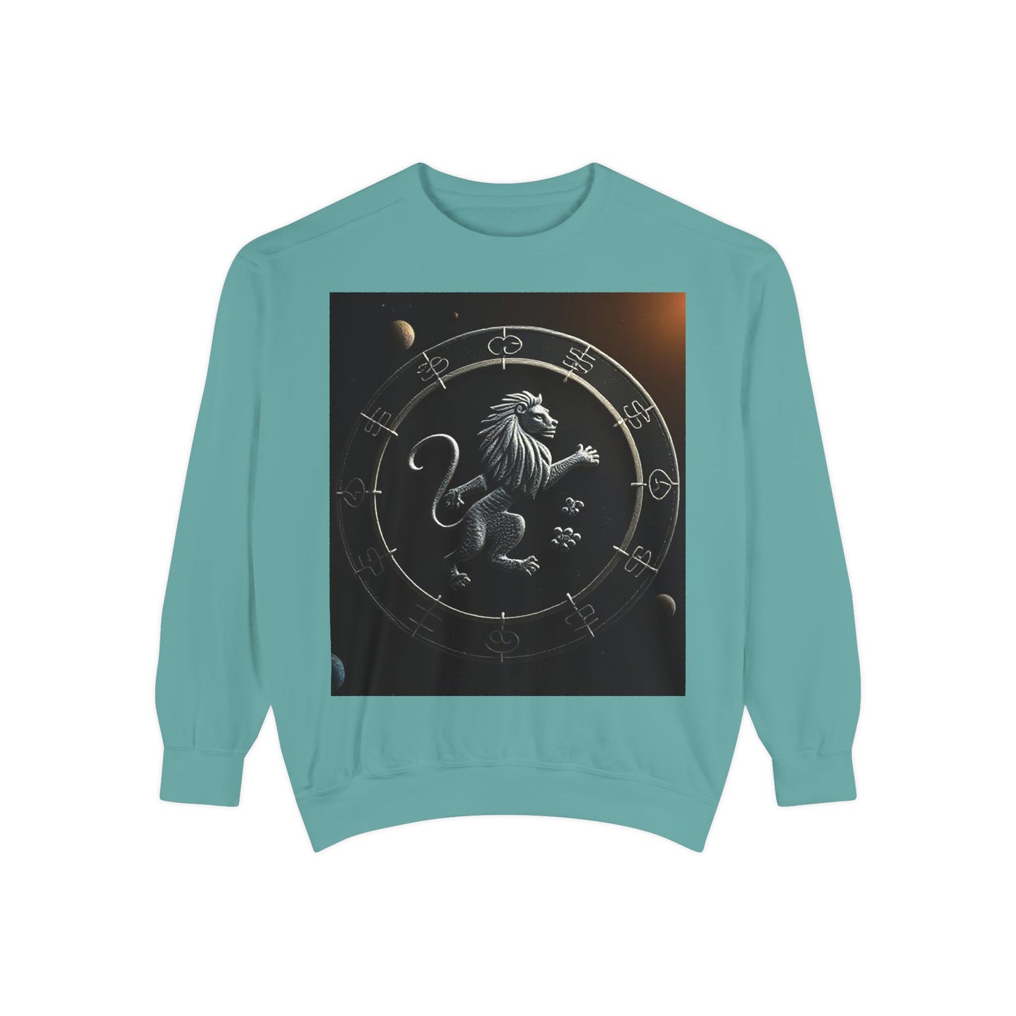 Garment-Dyed Sweatshirt, Unisex, Space Animal Design, Leo