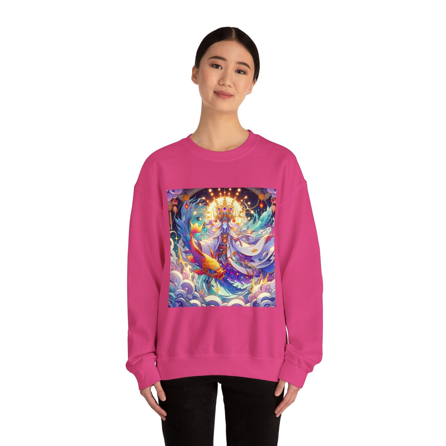 Unisex Heavy Blend™ Crewneck Sweatshirt, Anime Pisces King, Zodiac Design