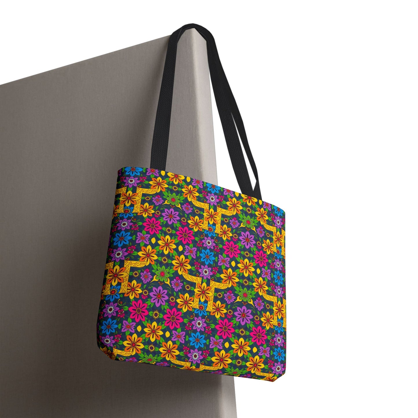 Tote Bag, (AOP), Gemini, Zodiac v2, Flower Pattern