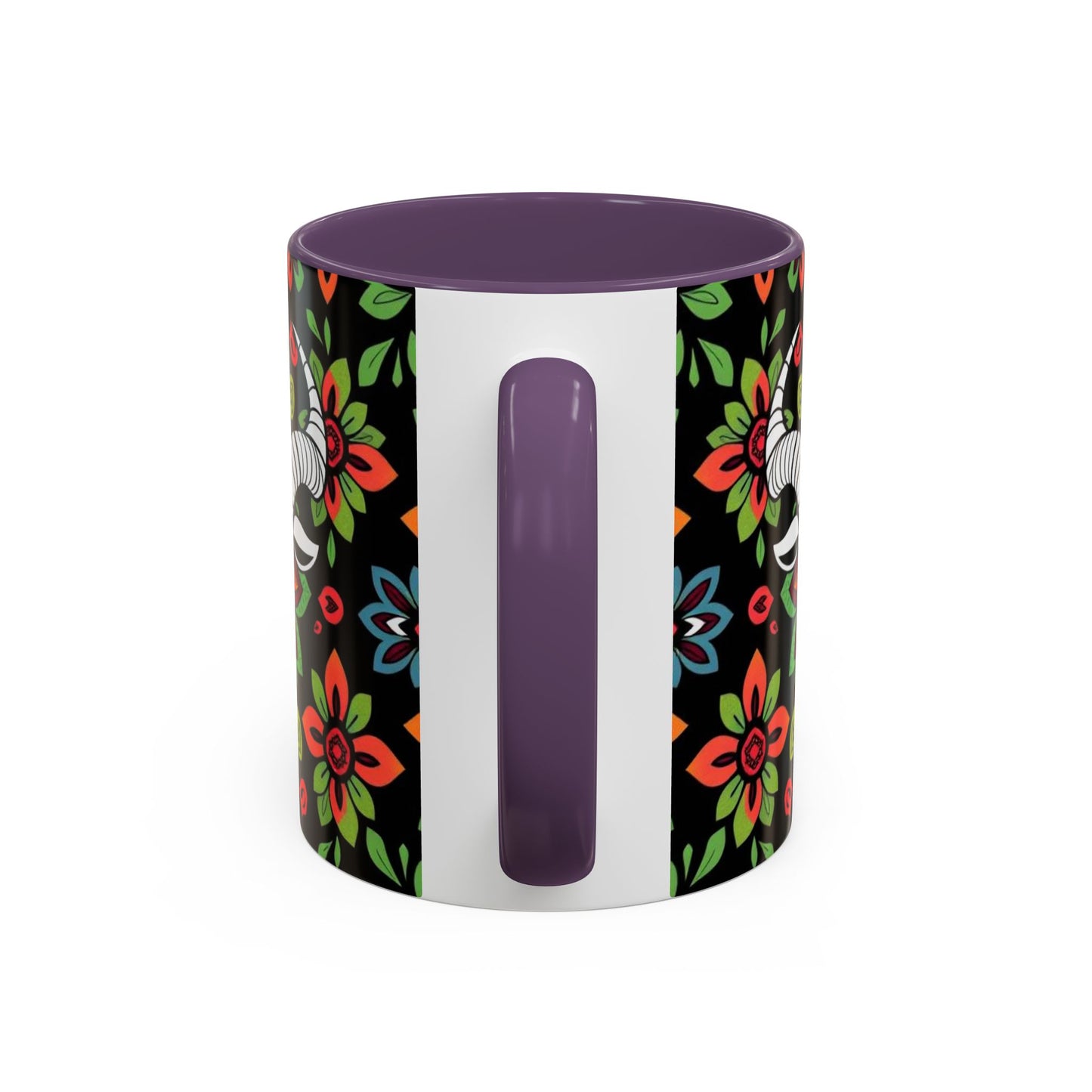 Accent Coffee Mug, Taurus, Zodiac v2. Flower Pattern, (11, 15oz)