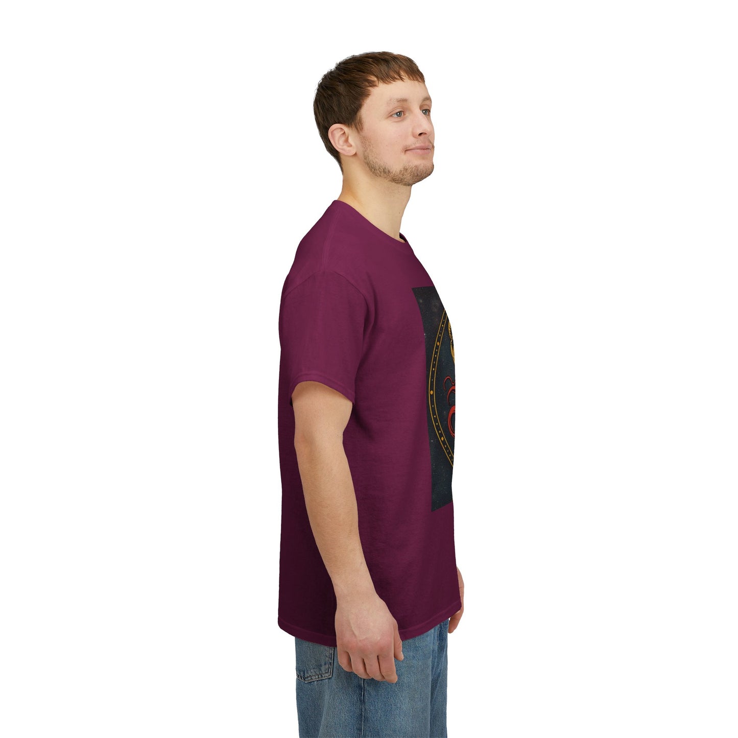 Unisex Heavy Cotton T-Shirt, Aries God 3v, Zodiac Design