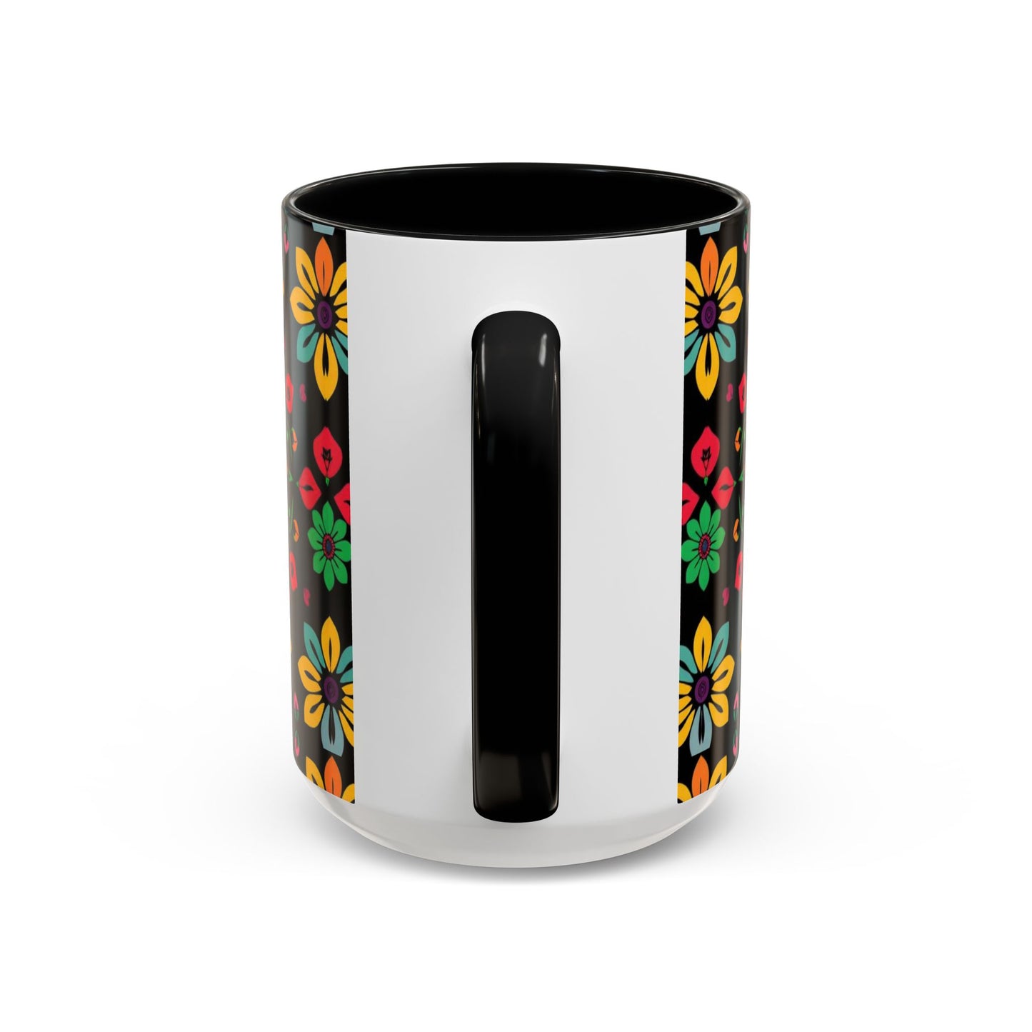 Accent Coffee Mug, Aries, Zodiac v3, Flower Pattern, (11, 15oz)