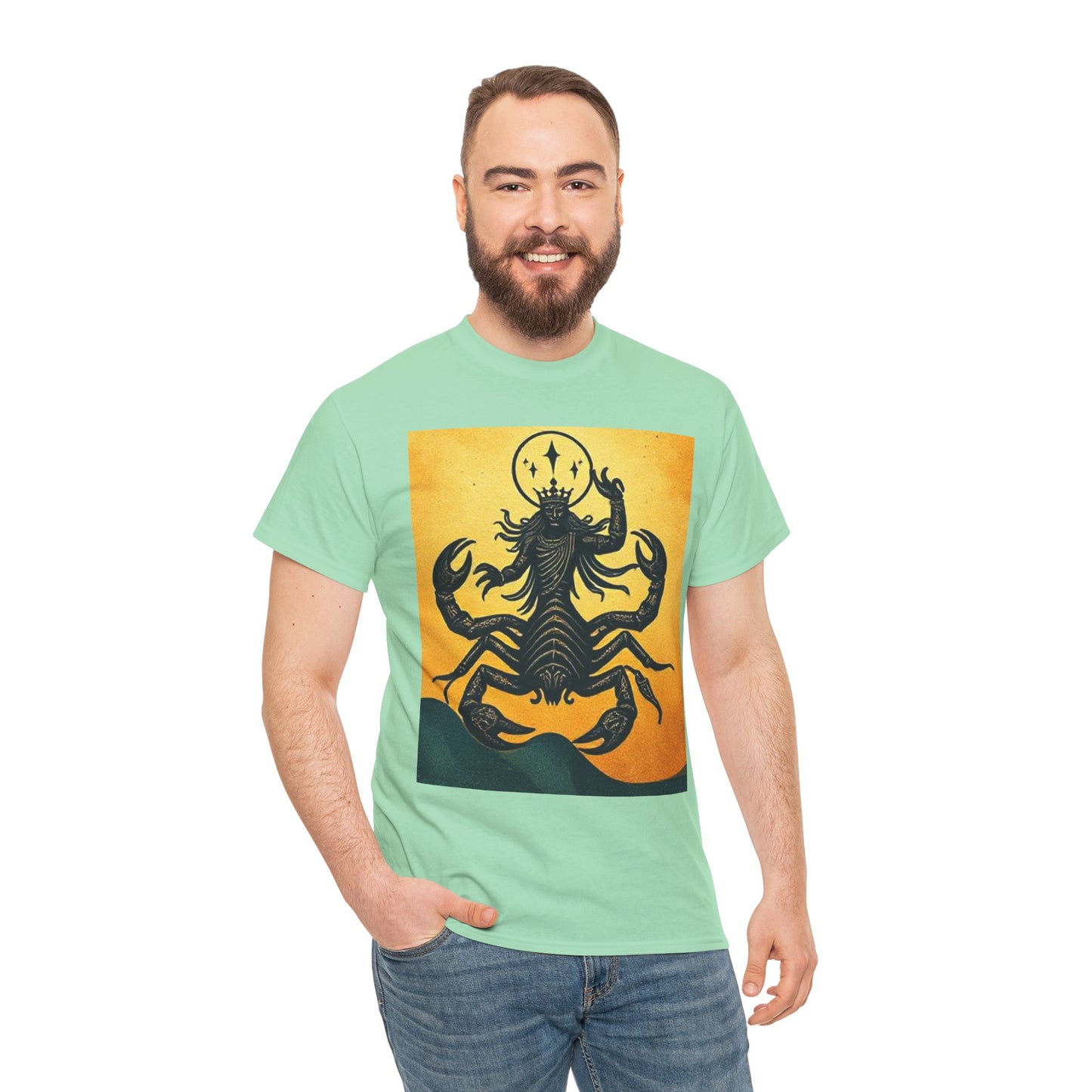 Unisex Heavy Cotton T-Shirt, Scorpion King, Print Art, Scorpio Zodiac Design