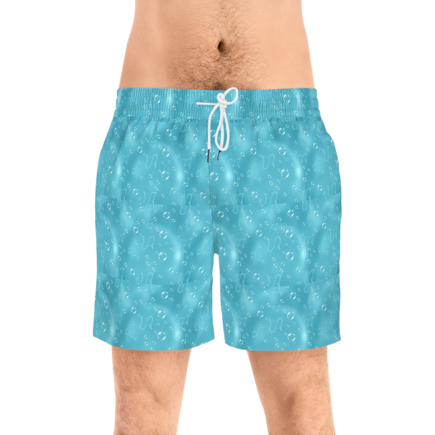 Men's Mid-Length Swim Shorts, (AOP), Aquarius, Zodiac v4, Bubble Pattern