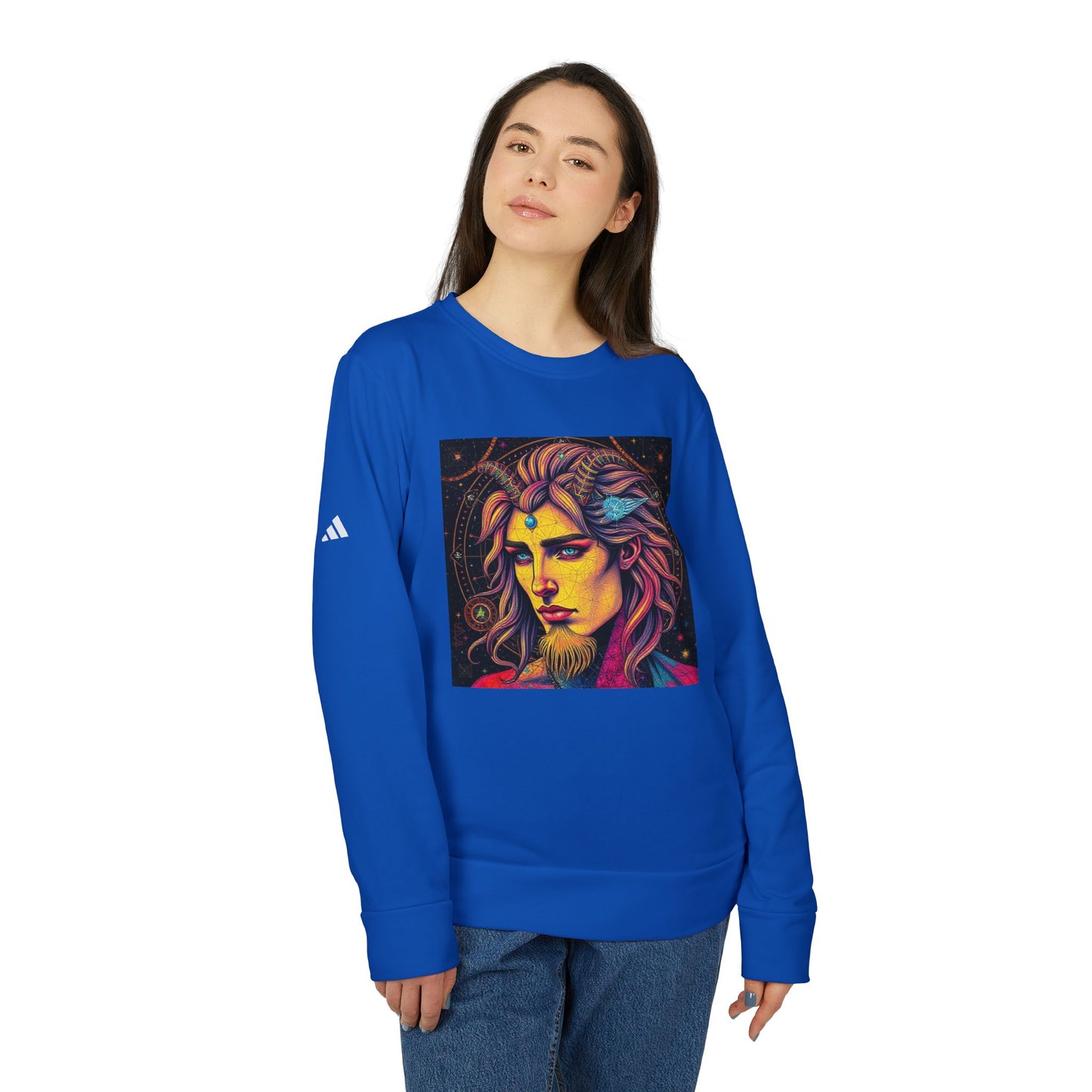 Adidas, Unisex Fleece Crewneck Sweatshirt, Aquarius, Pop Art v1, Zodiac