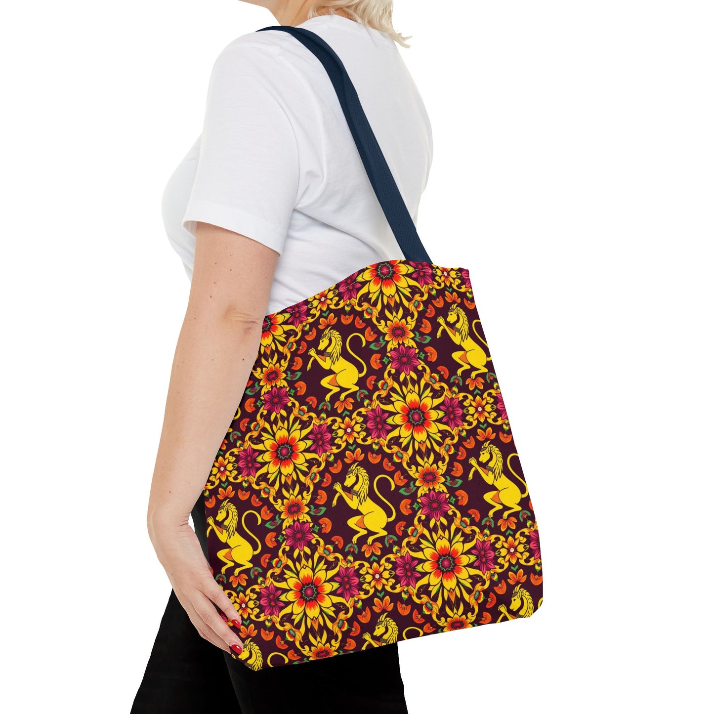Tote Bag (AOP), Virgo, Zodiac v2, Flower Pattern