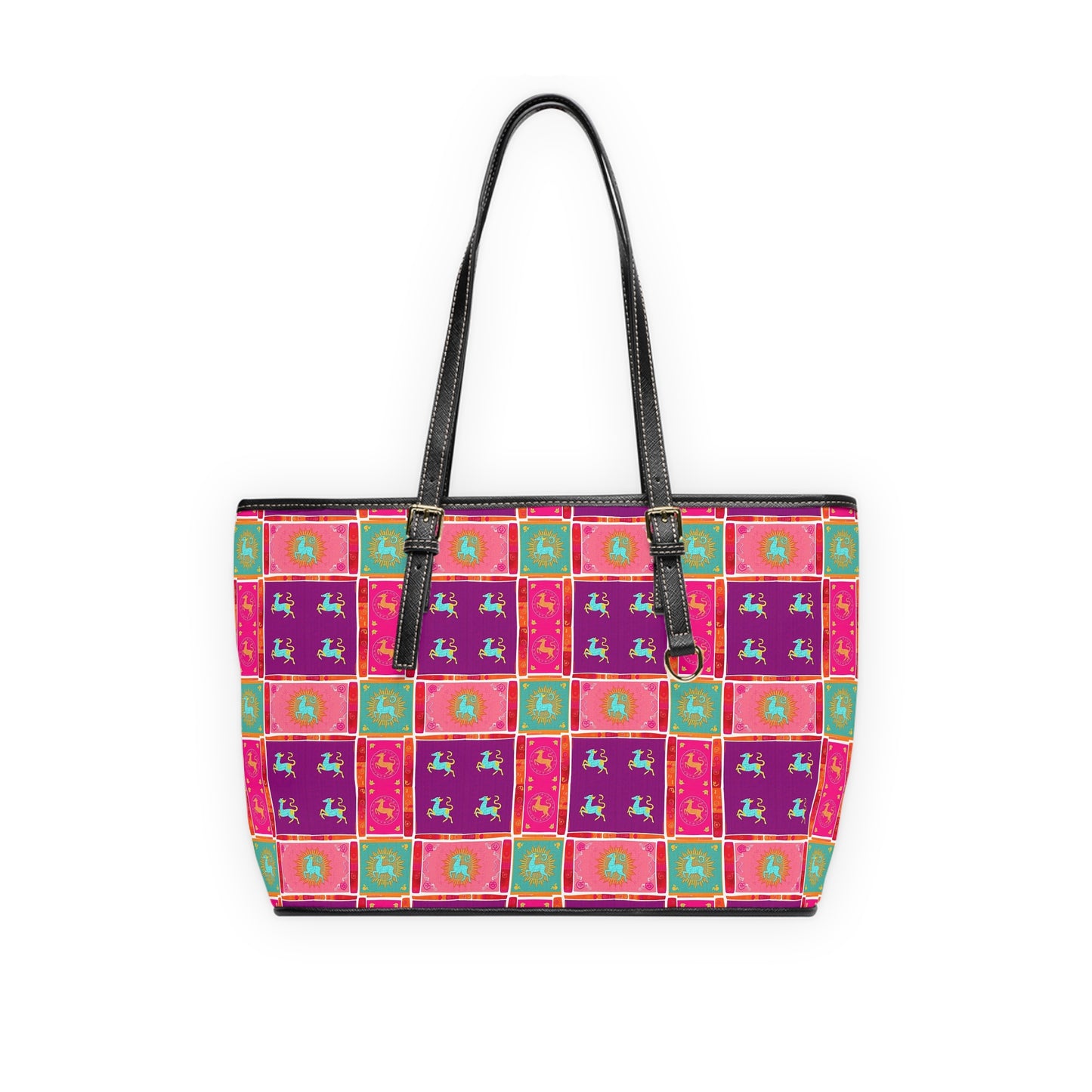 Leather Shoulder Bag, Capricorn, Zodiac, Shapes Pattern