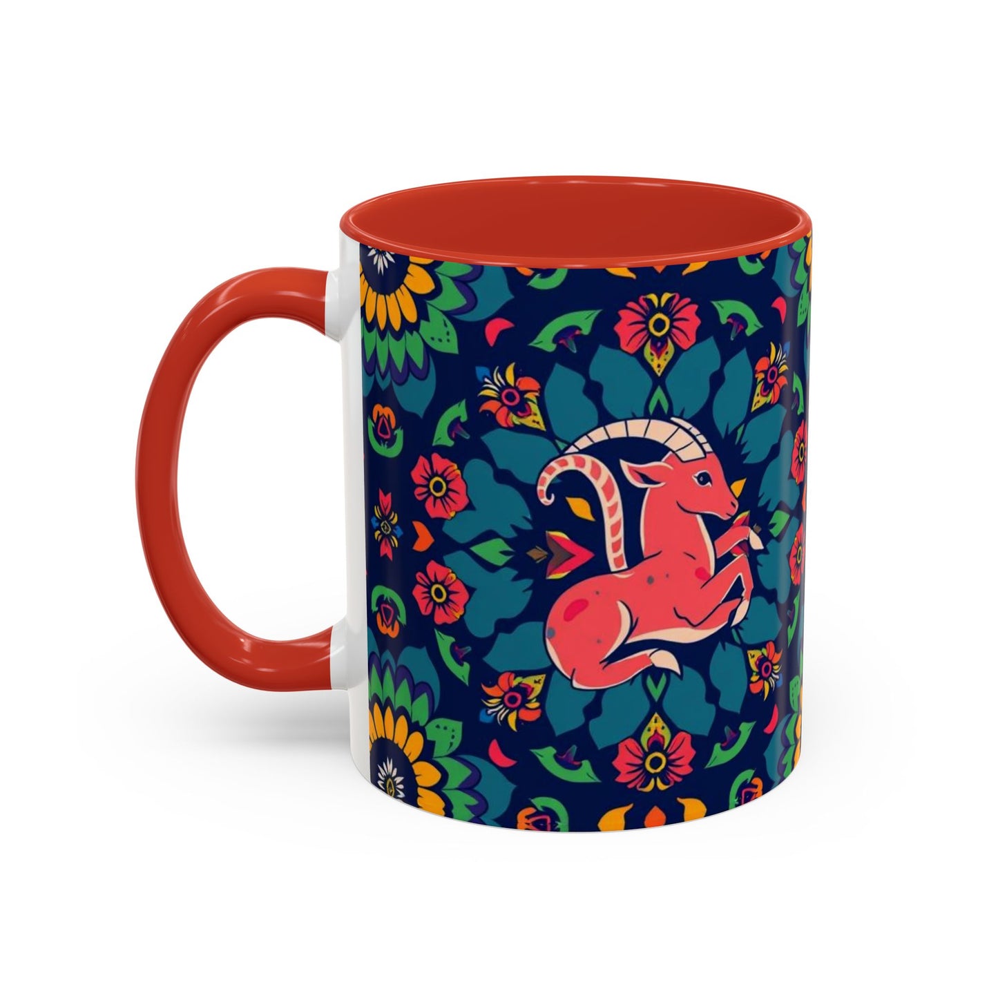 Accent Coffee Mug, Capricorn, Zodiac, Flower Pattern, (11, 15oz)