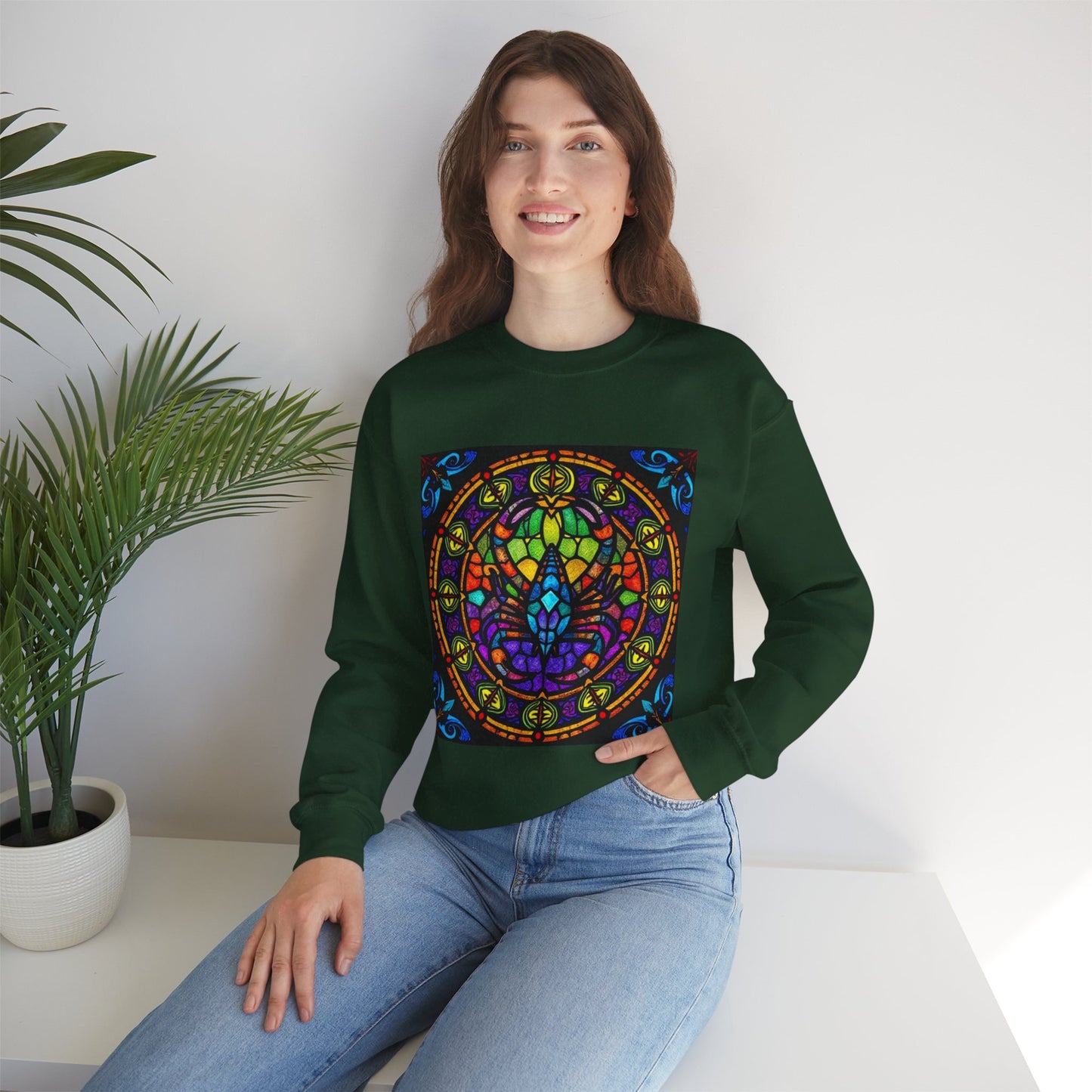 Unisex Heavy Blend™ Crewneck Sweatshirt, Glass 1, Scorpio Zodiac Design