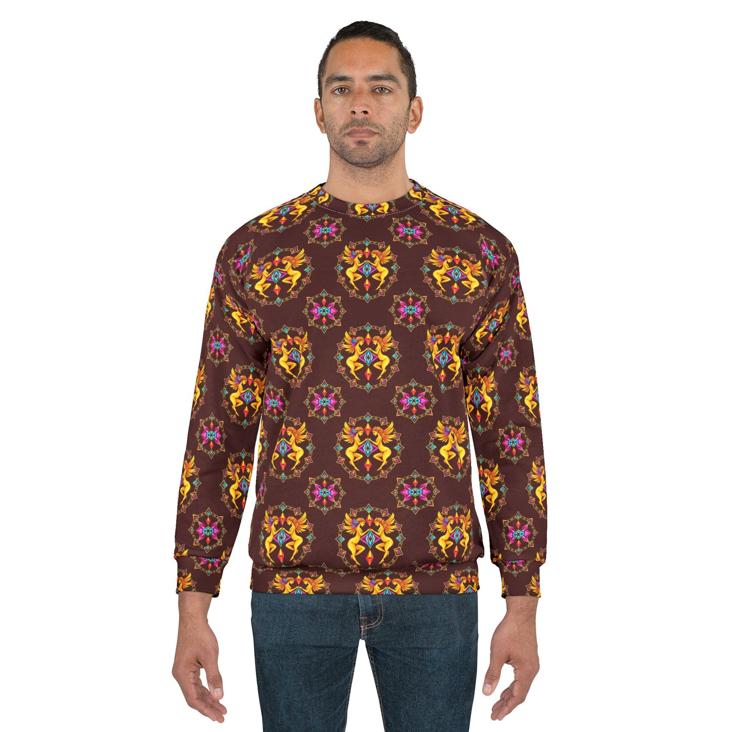 Unisex Sweatshirt (AOP), Gemini, Zodiac v1, Jewel Pattern
