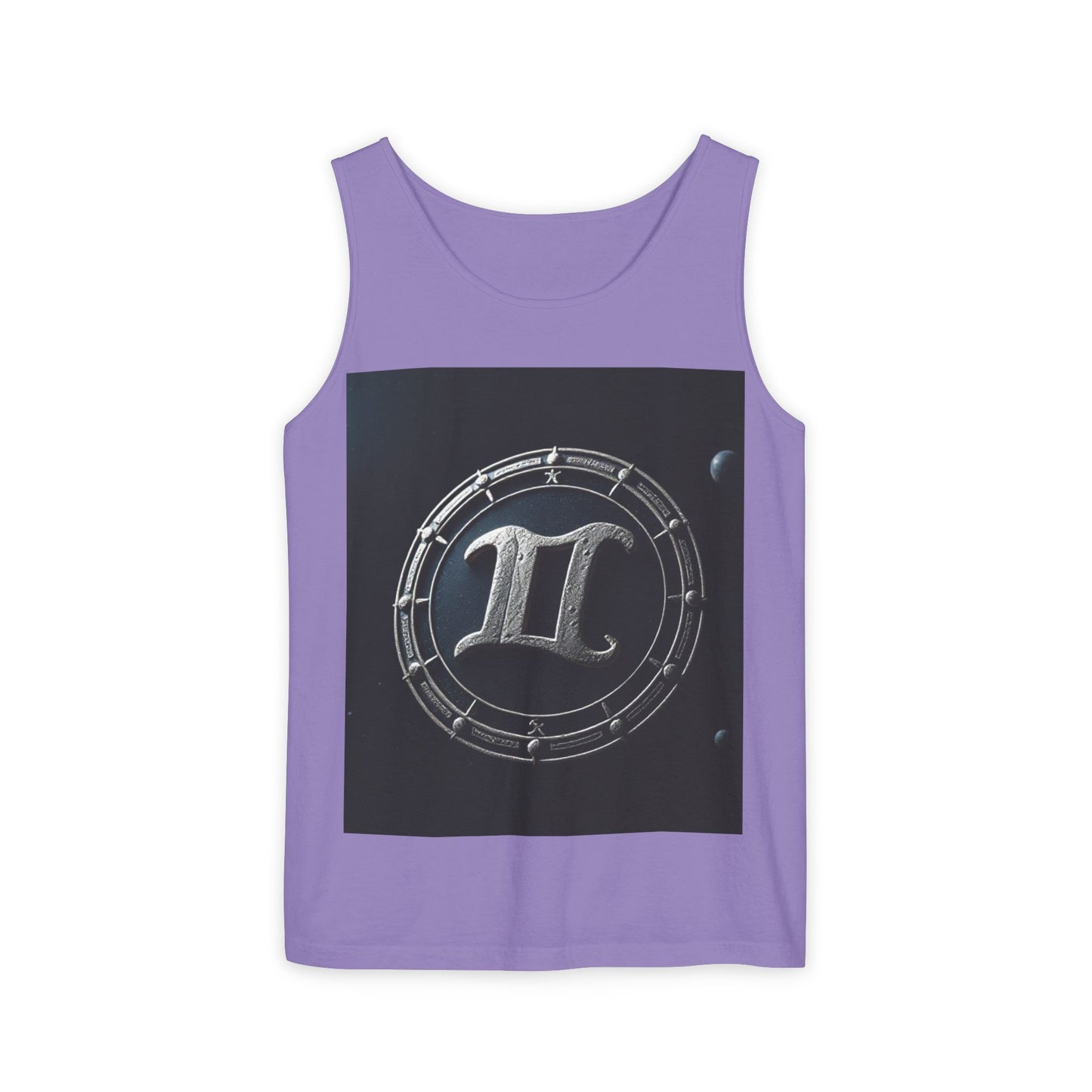 Unisex Garment-Dyed, Tank Top, Gemini Design, Space Symbol v1, 100% US cotton