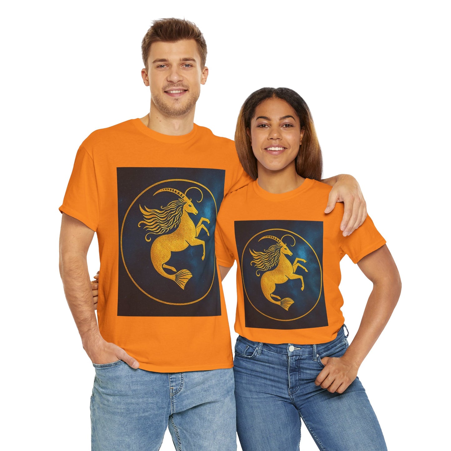 Unisex Heavy Cotton T-Shirt, Capricorn Animal v4, Symbol, Zodiac Design
