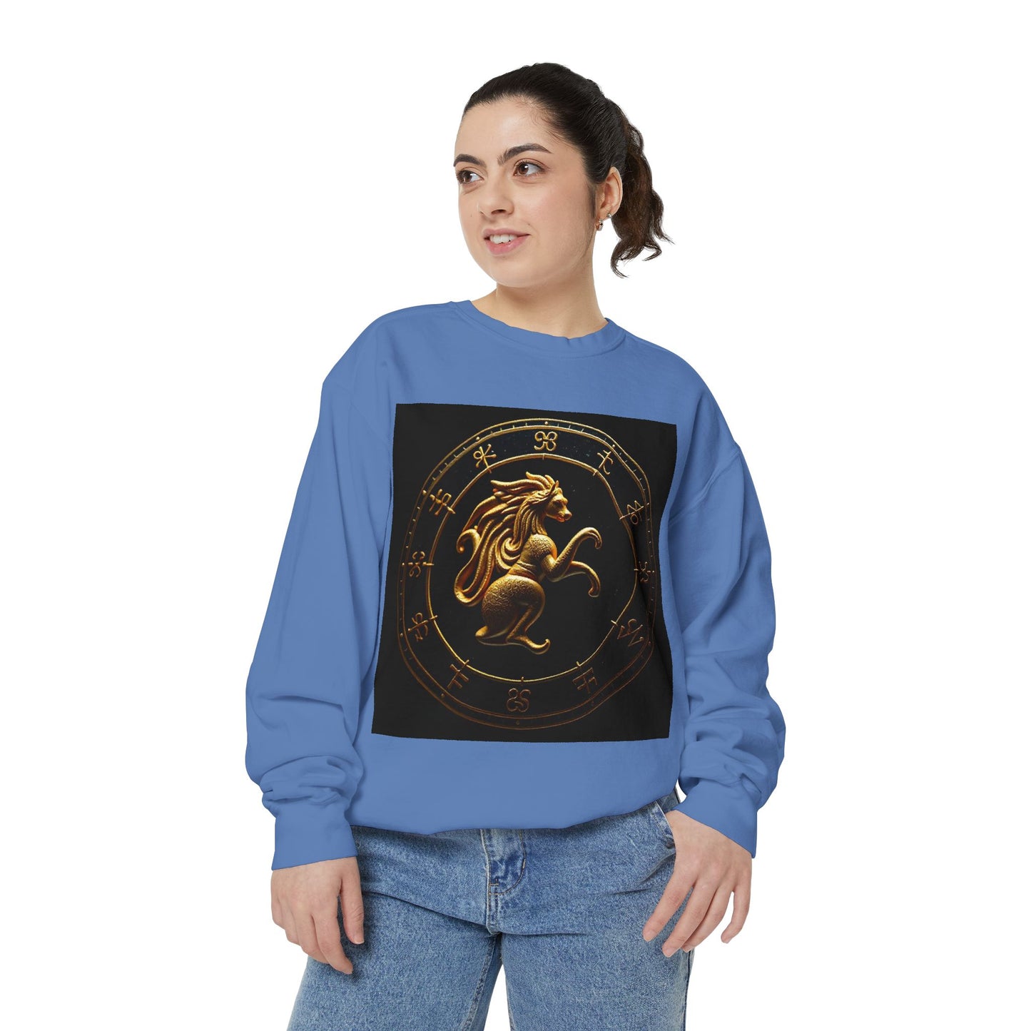 Garment-Dyed Sweatshirt, Unisex, Space Animal Design v1, Virgo