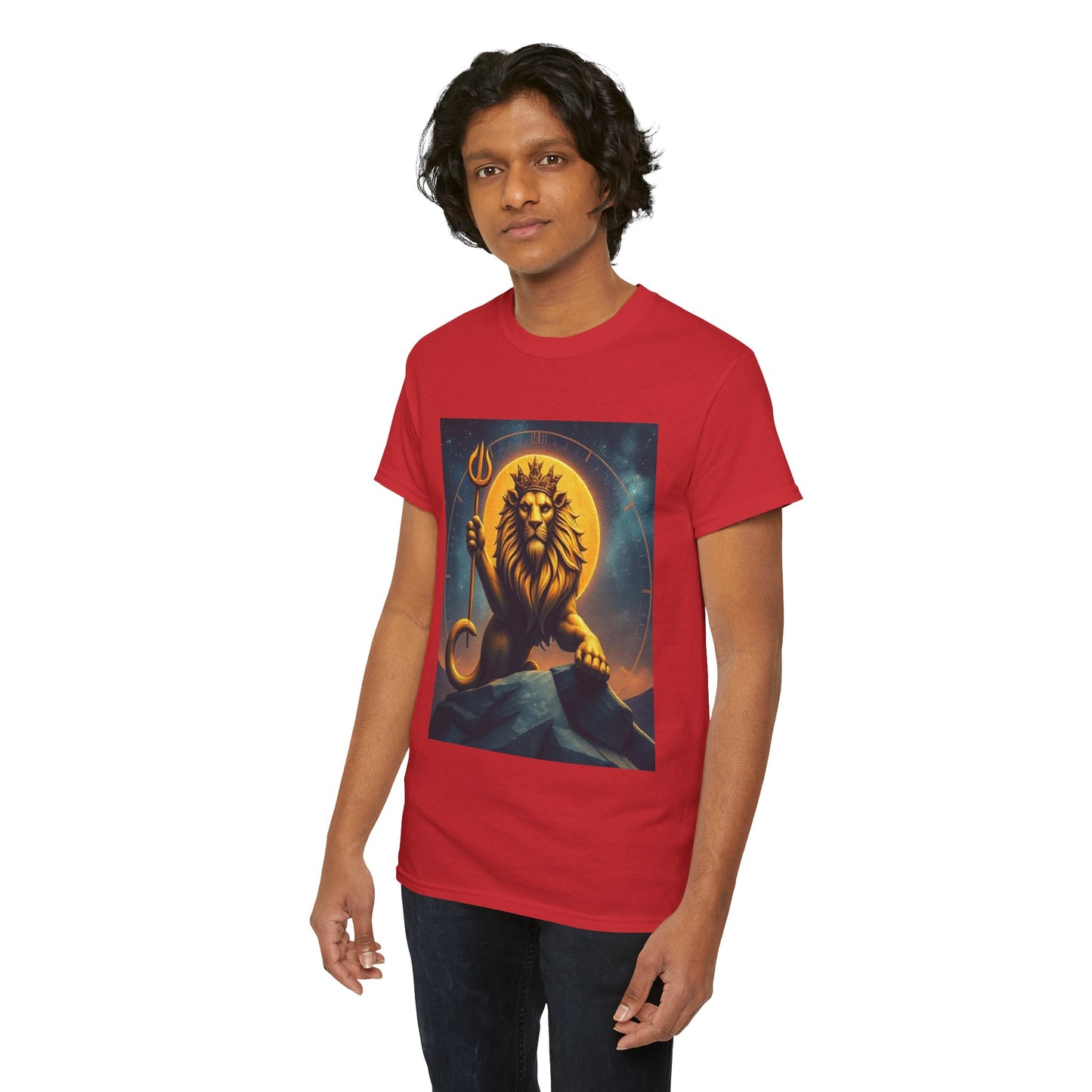 Unisex Heavy Cotton T-Shirt, King of Lions v2, Leo Zodiac Design
