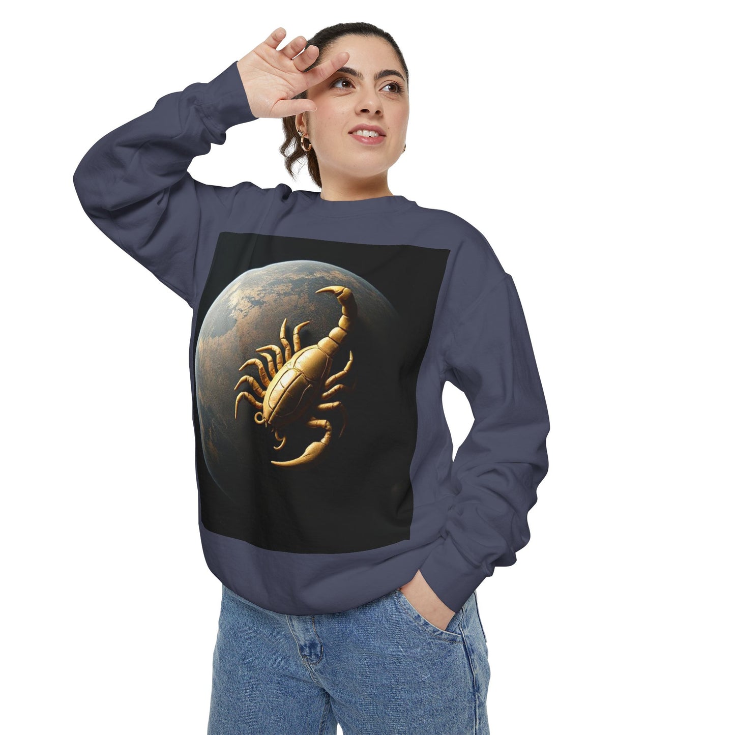 Garment-Dyed Sweatshirt, Unisex, Space Animal Design v1, Scorpio