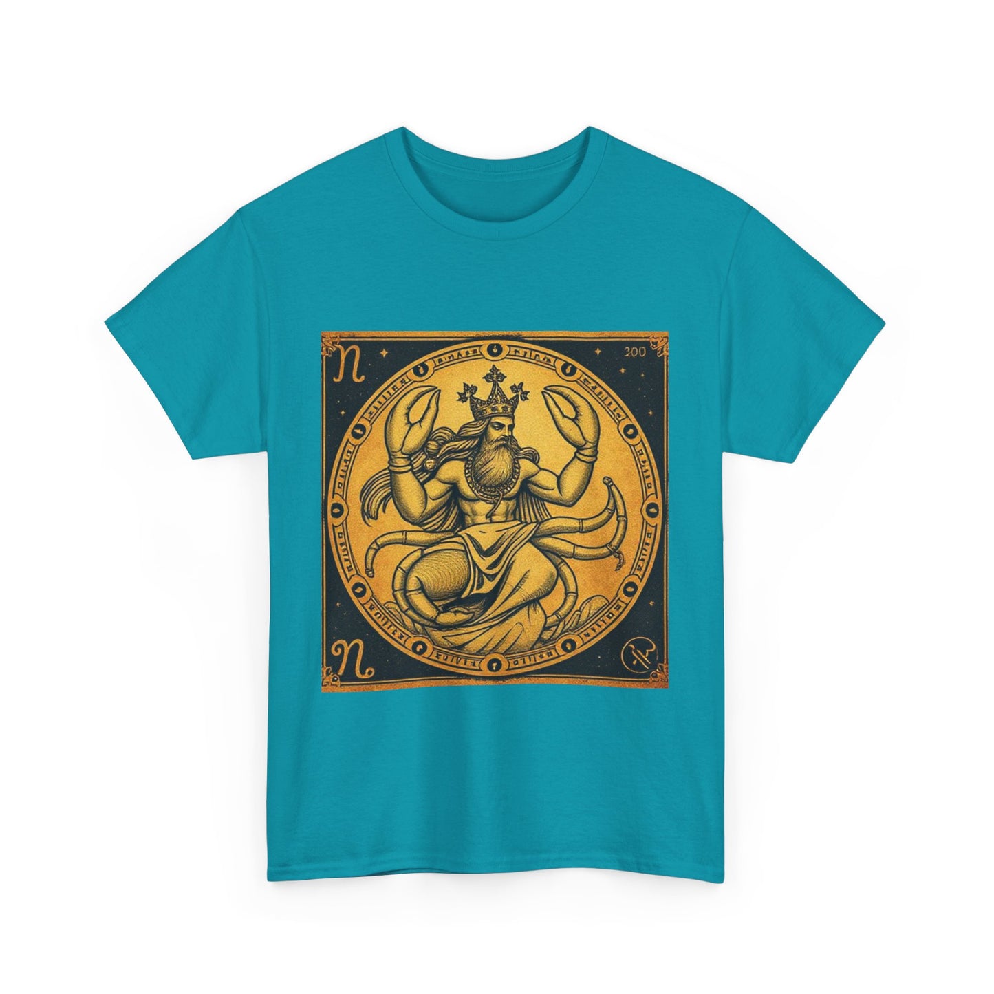 Unisex Heavy Cotton T-Shirt, Crab King, Cancer Zodiac Design