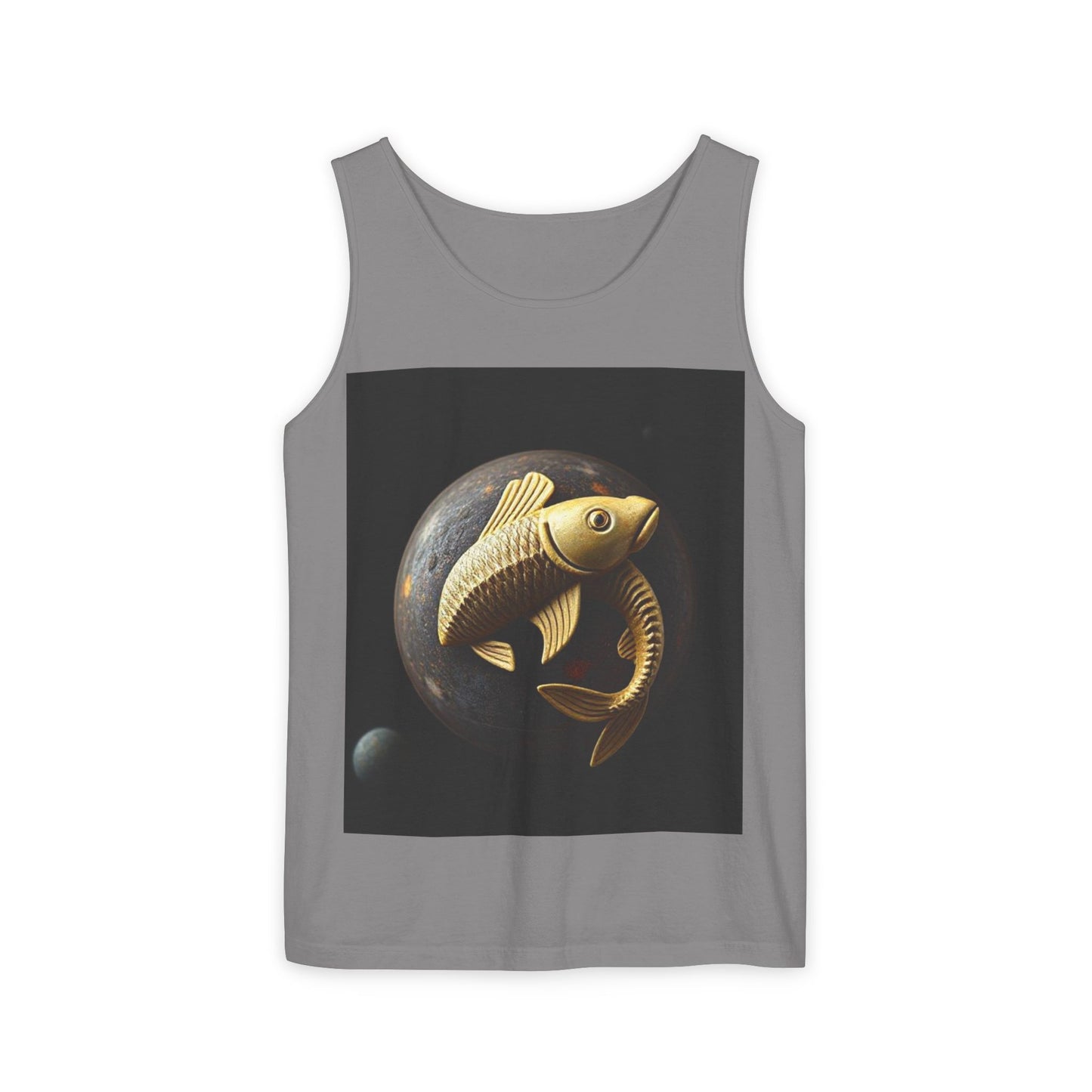 Unisex Garment-Dyed, Tank Top, Pisces Design, Space Animal v1, 100% US cotton