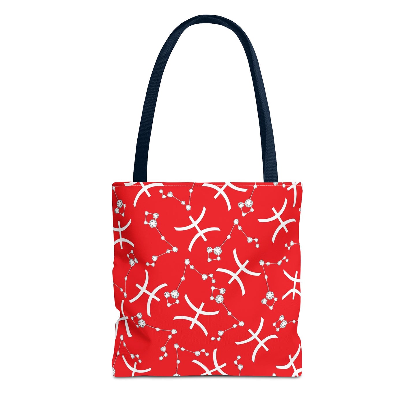 Tote Bag, Pisces Zodiac Sign, AOP, (Red, White)