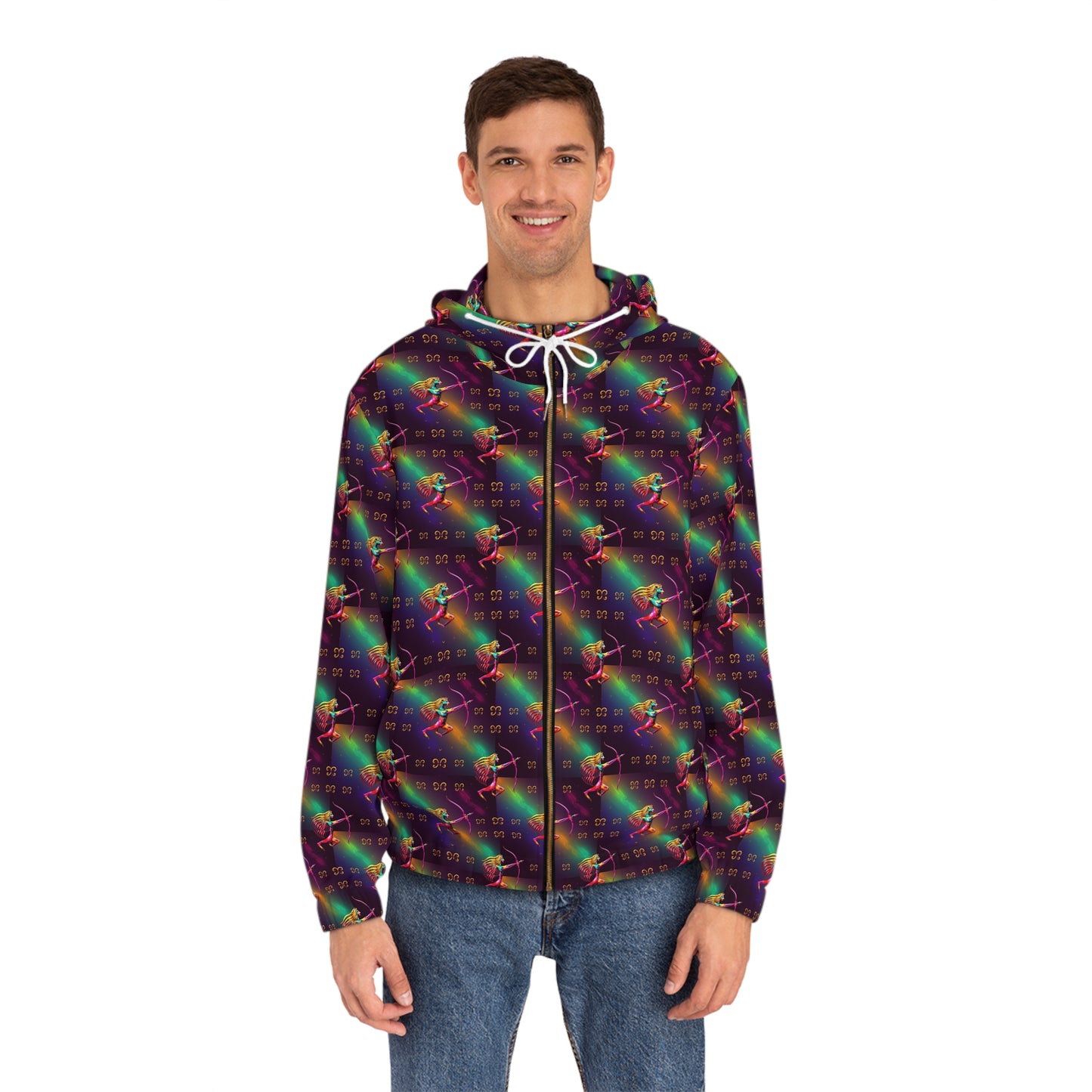 Full-Zip Hoodie (AOP), Sagittarius, Zodiac v3, Pattern