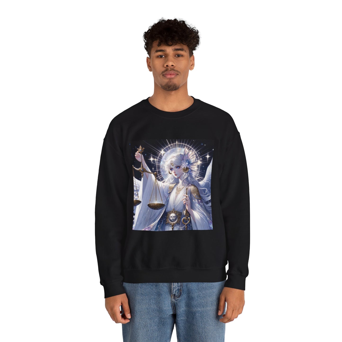 Unisex Heavy Blend™ Crewneck Sweatshirt,anime angel, Libra Zodiac Design