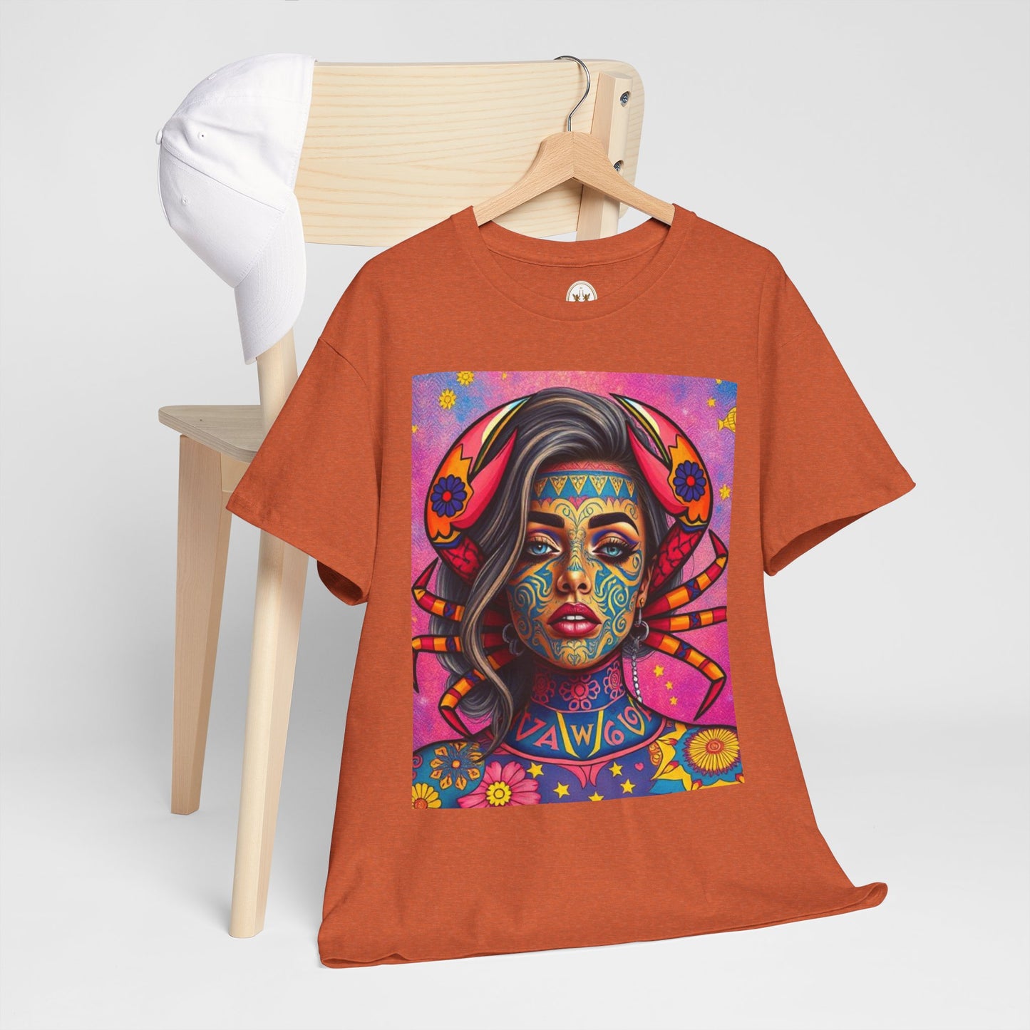 Unisex Heavy Cotton T-Shirt, Cancer, Zodiac v3, Sexy Art