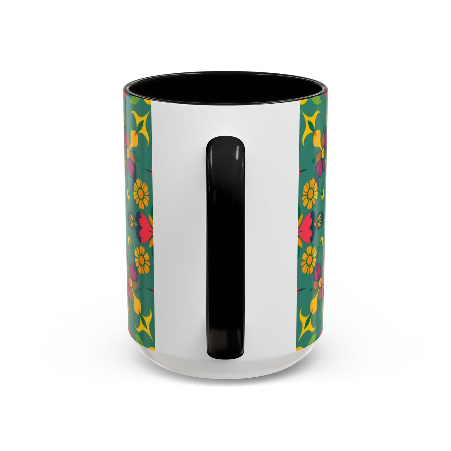 Accent Coffee Mug, Sagittarius, Zodiac. Flower Pattern, (11, 15oz)