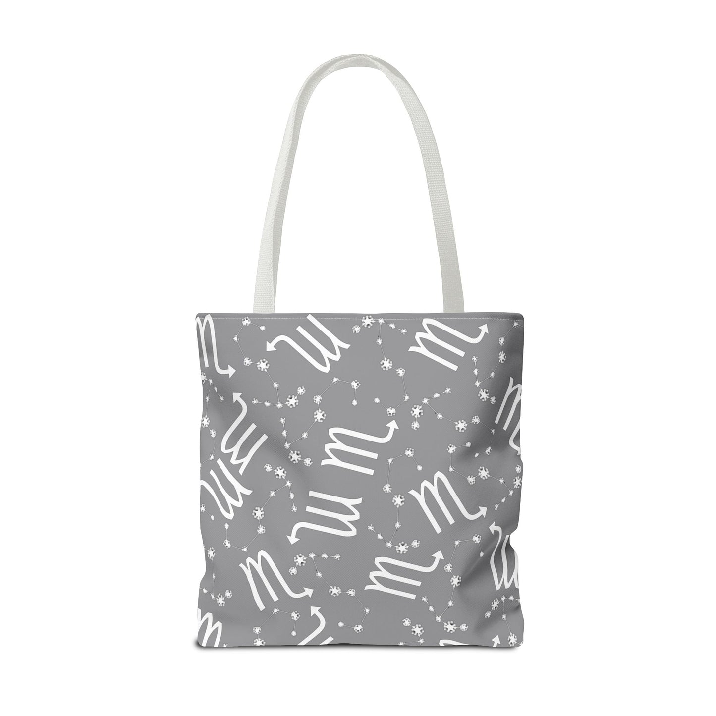 Tote Bag, Scorpio Zodiac Sign, AOP, (Grey, White)