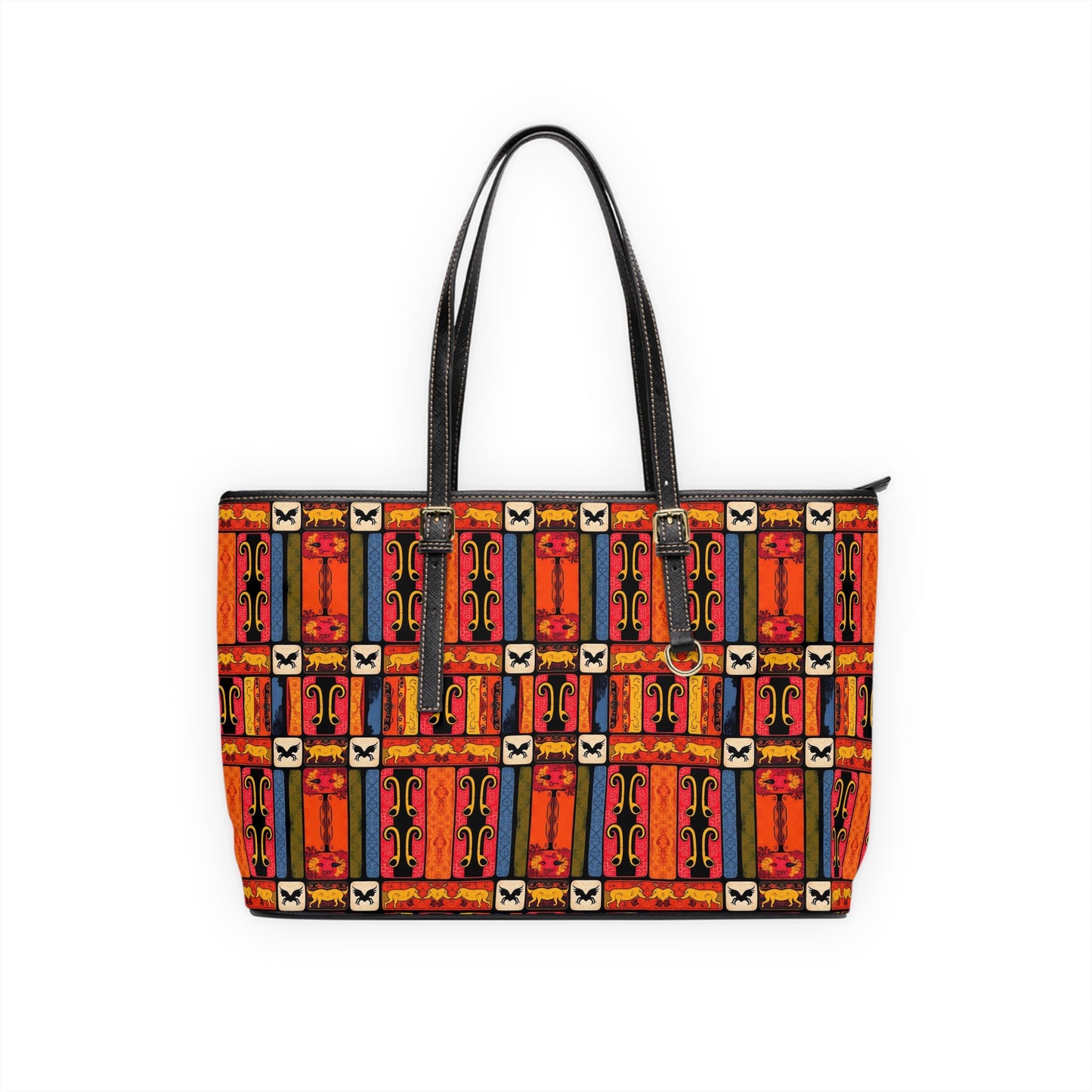 Leather Shoulder Bag, Virgo, Zodiac v2, Shapes Pattern