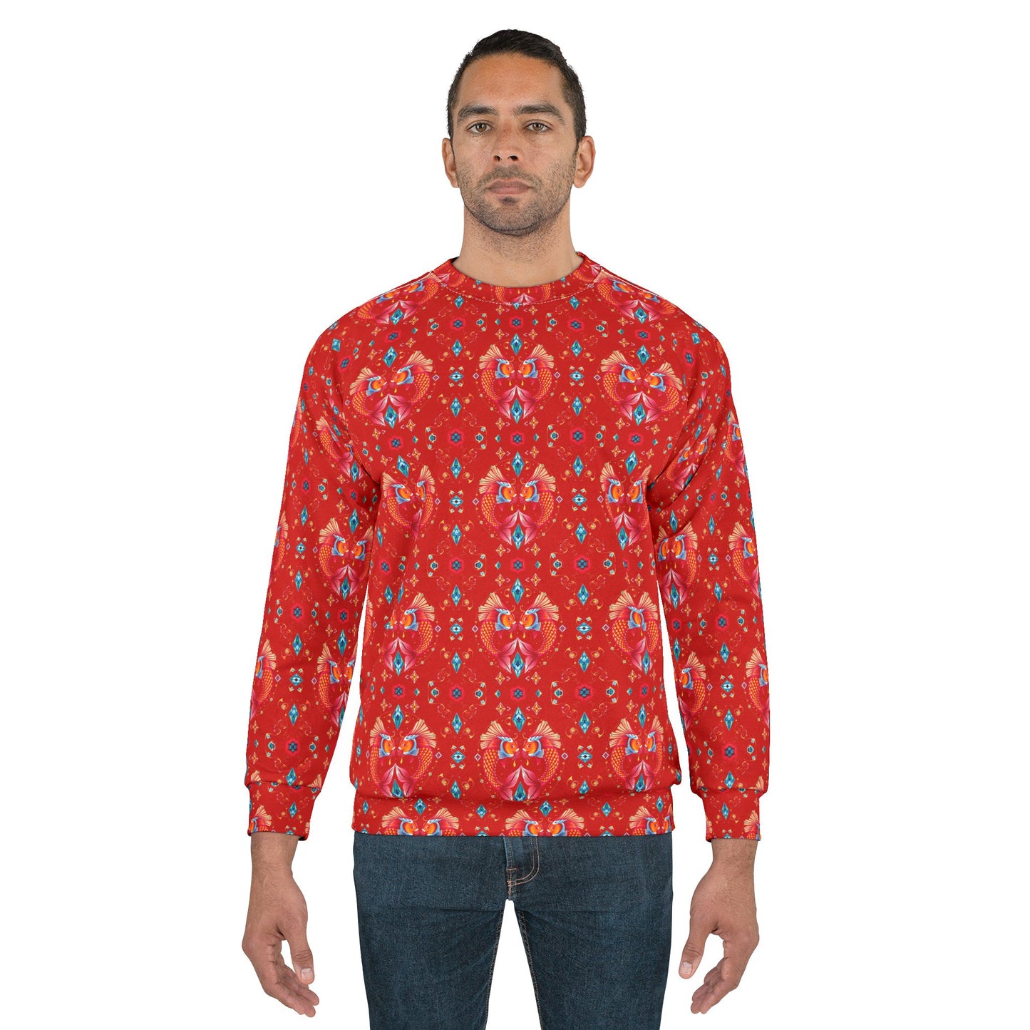 Unisex Sweatshirt (AOP), Pisces, Zodiac, Jewel Pattern