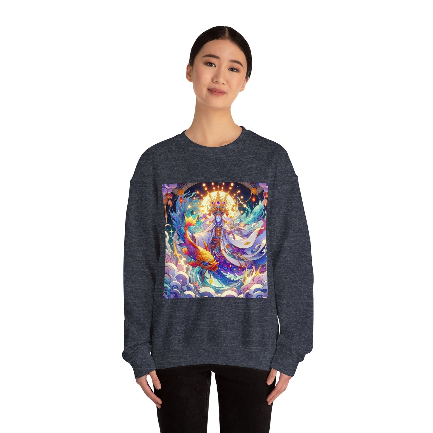 Unisex Heavy Blend™ Crewneck Sweatshirt, Anime Pisces King, Zodiac Design