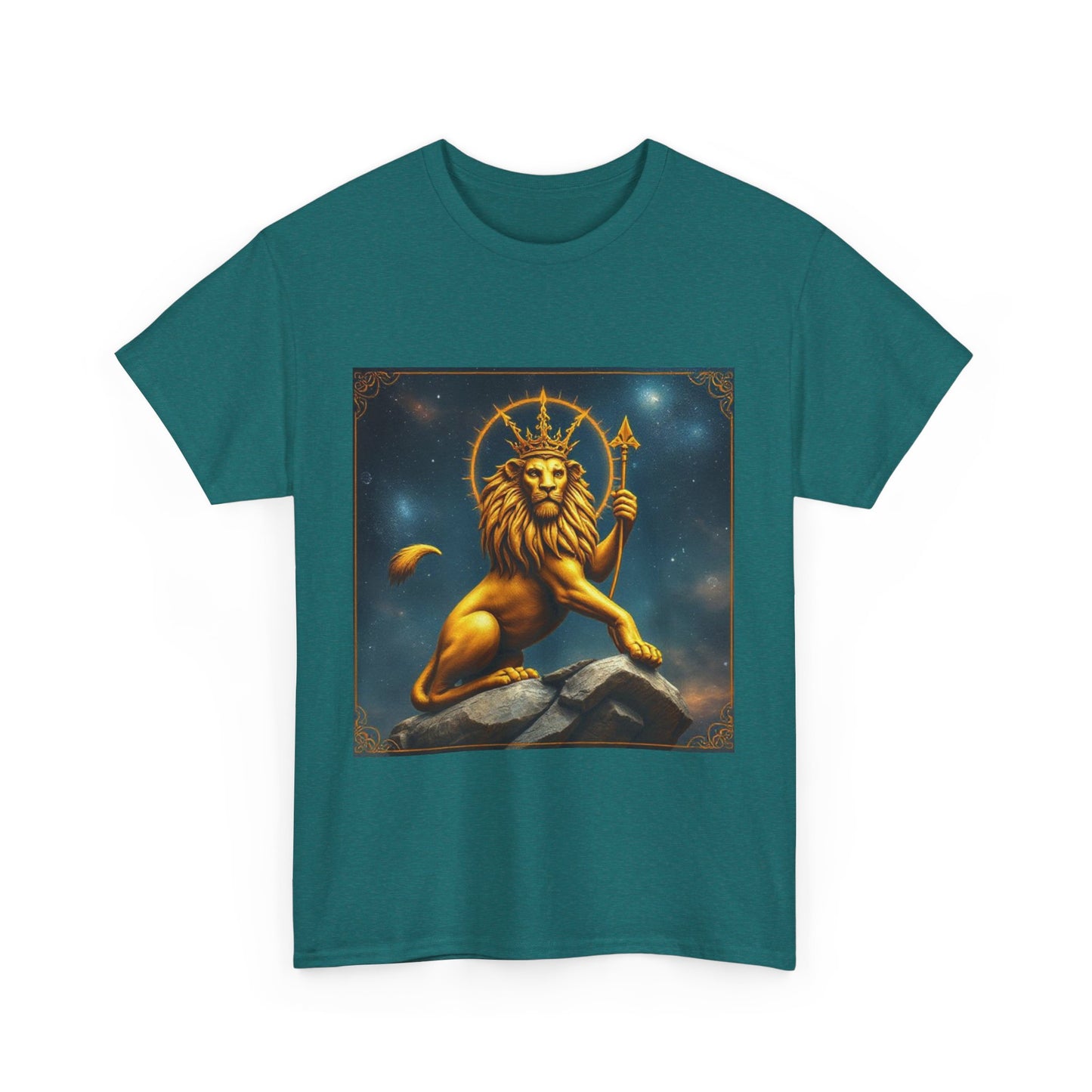 Unisex Heavy Cotton T-Shirt, King of Lions, Leo Zodiac Design
