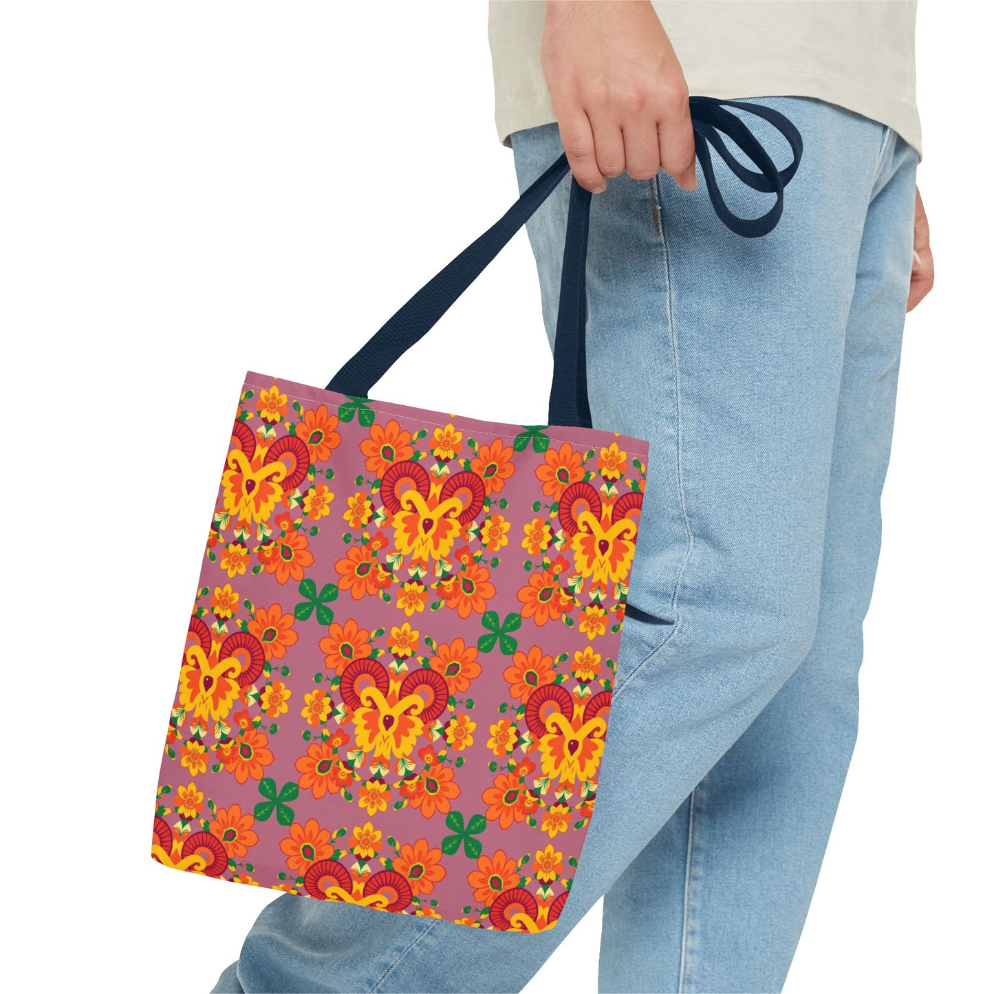 Tote Bag (AOP), Aries, Zodiac v1, Flower Pattern