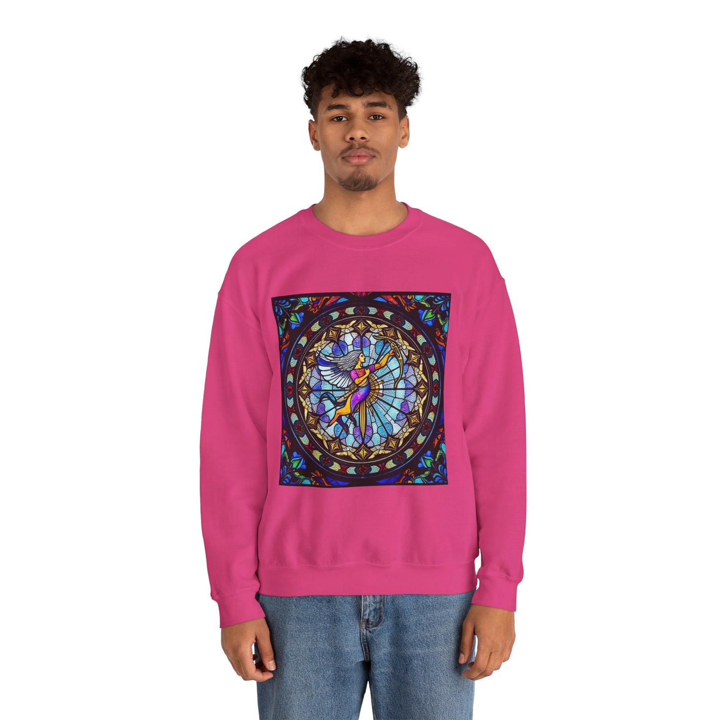 Unisex Heavy Blend™ Crewneck Sweatshirt, Glass, Sagittarius Zodiac Design