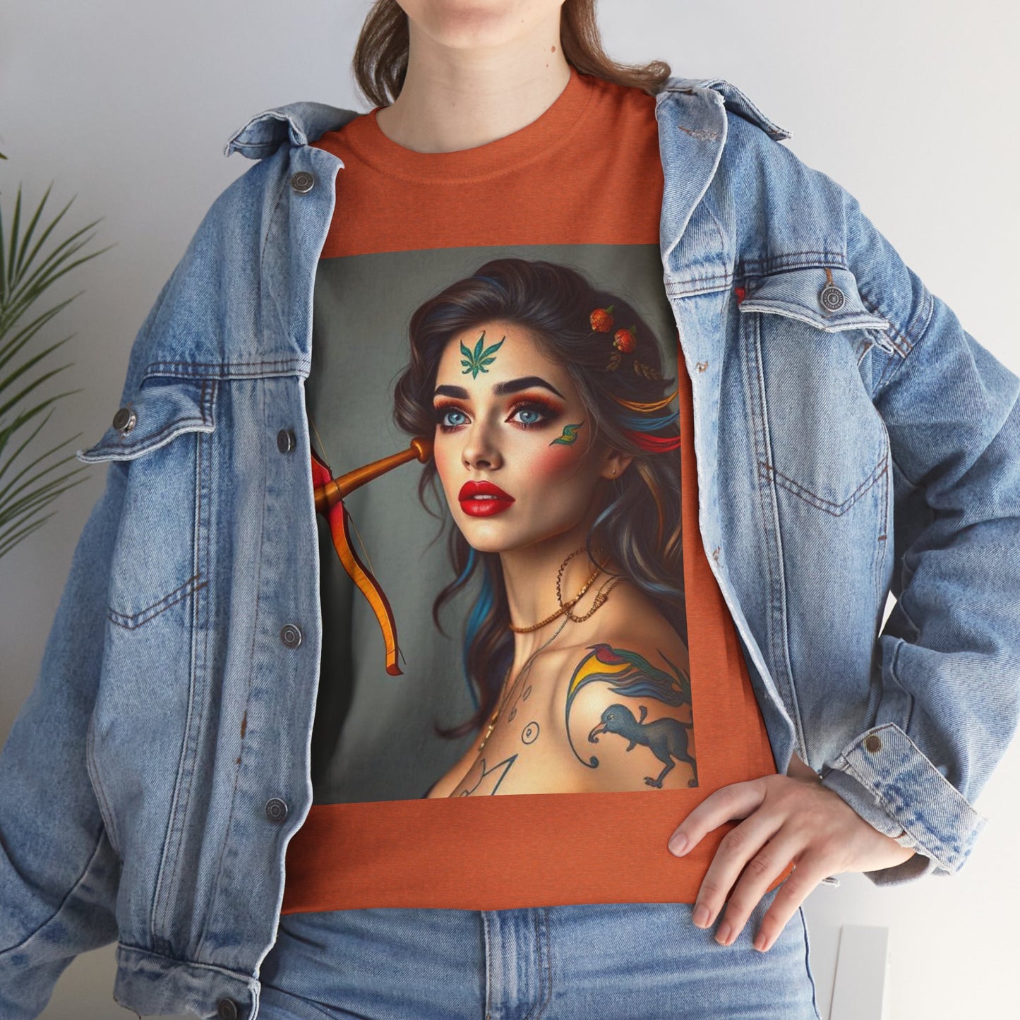 Unisex Heavy Cotton T-Shirt, Sagittarius, Zodiac v2, Sexy Art